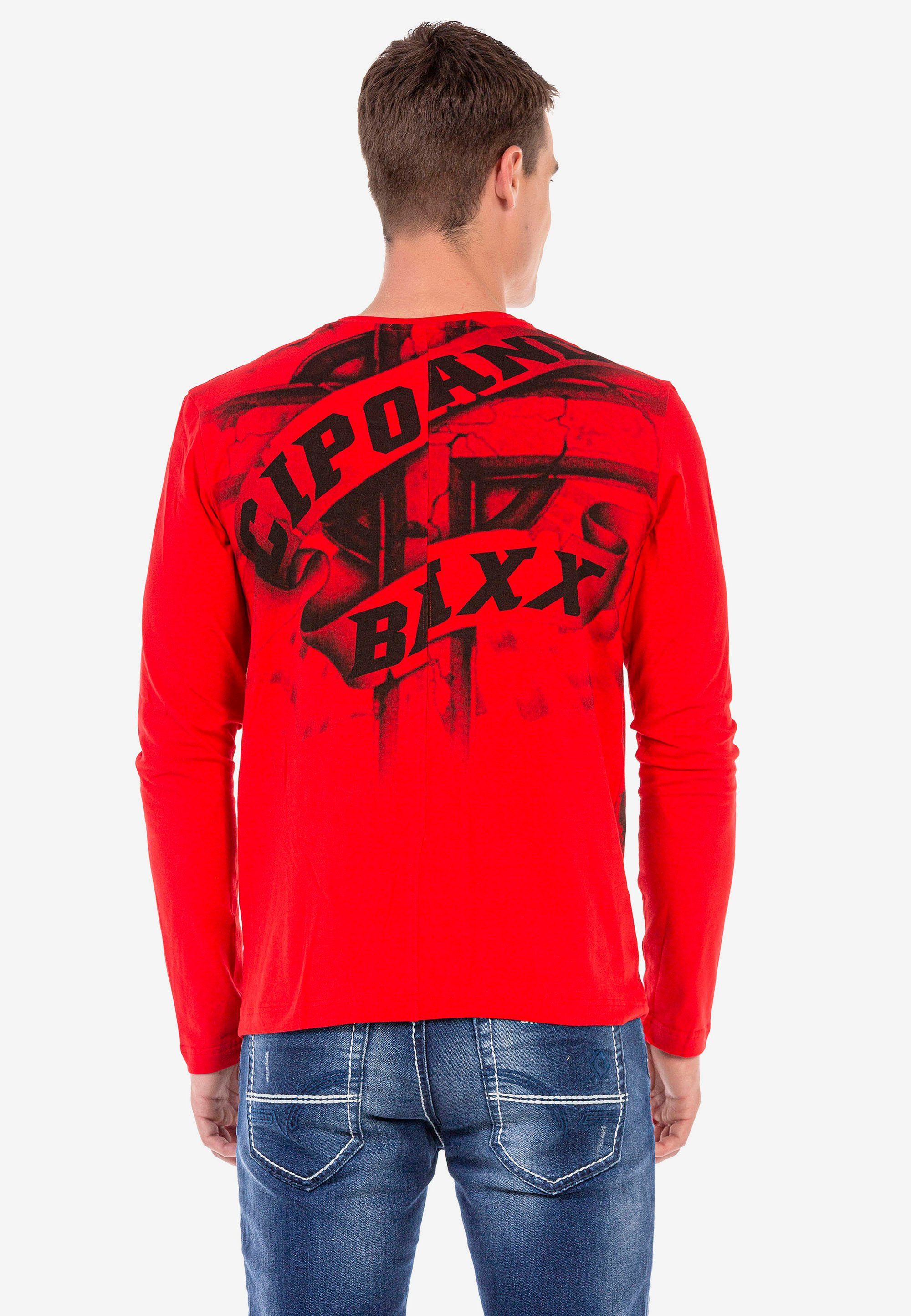 Cipo & Baxx coolem Look rot-schwarz in Langarmshirt