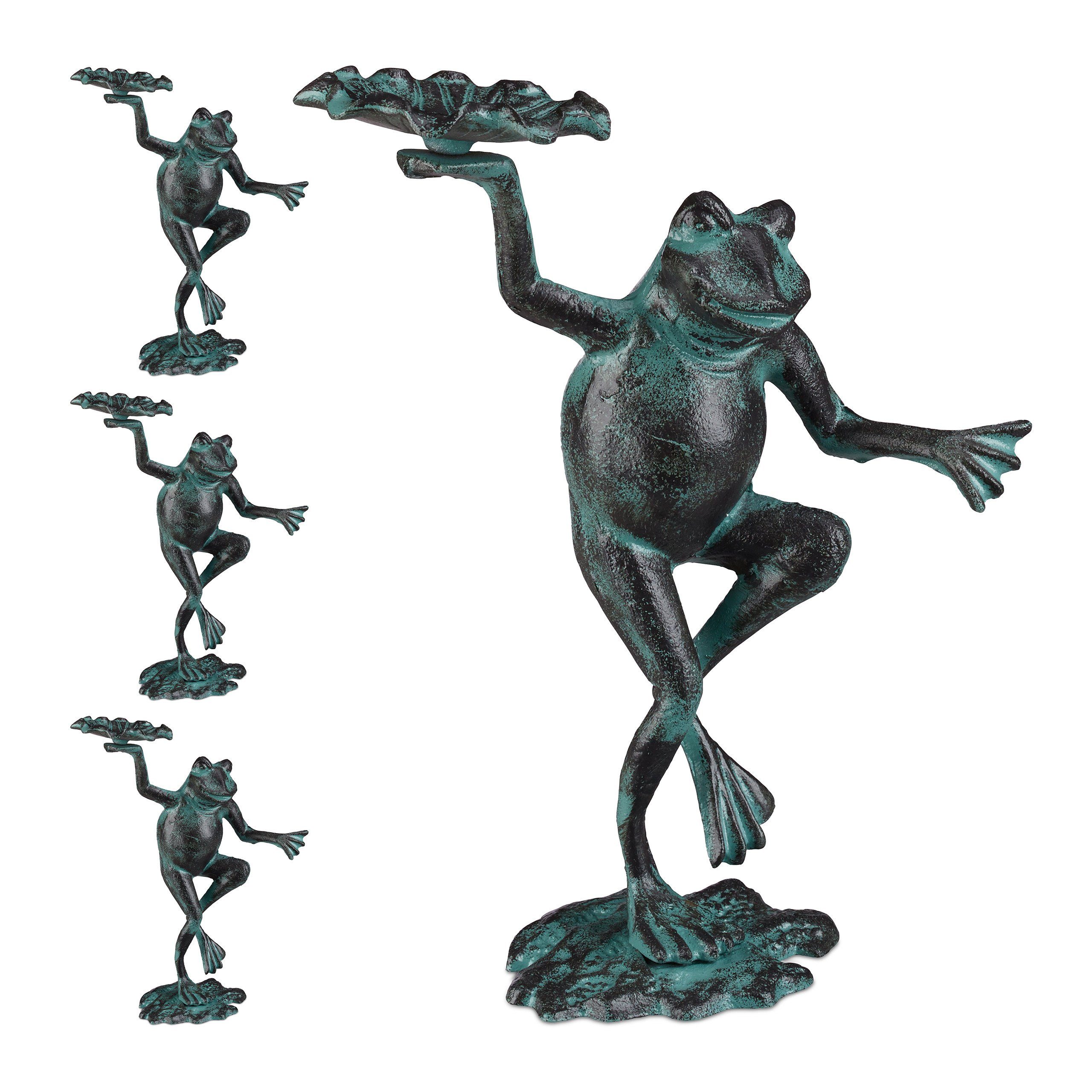 relaxdays Gartenfigur 4 x Gartenfigur Frosch