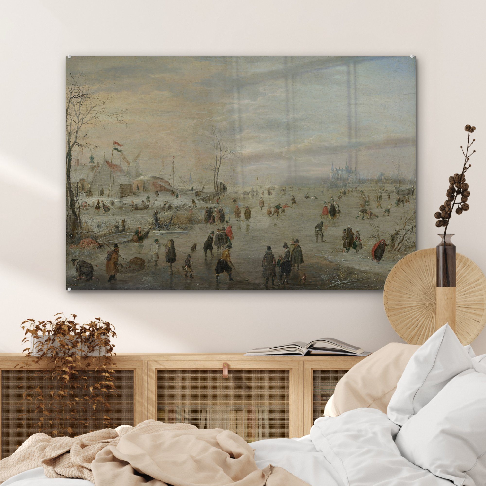 & - von Wohnzimmer Gemälde Acrylglasbilder Acrylglasbild Avercamp, MuchoWow (1 Eisvergnügen Schlafzimmer St), Hendrik