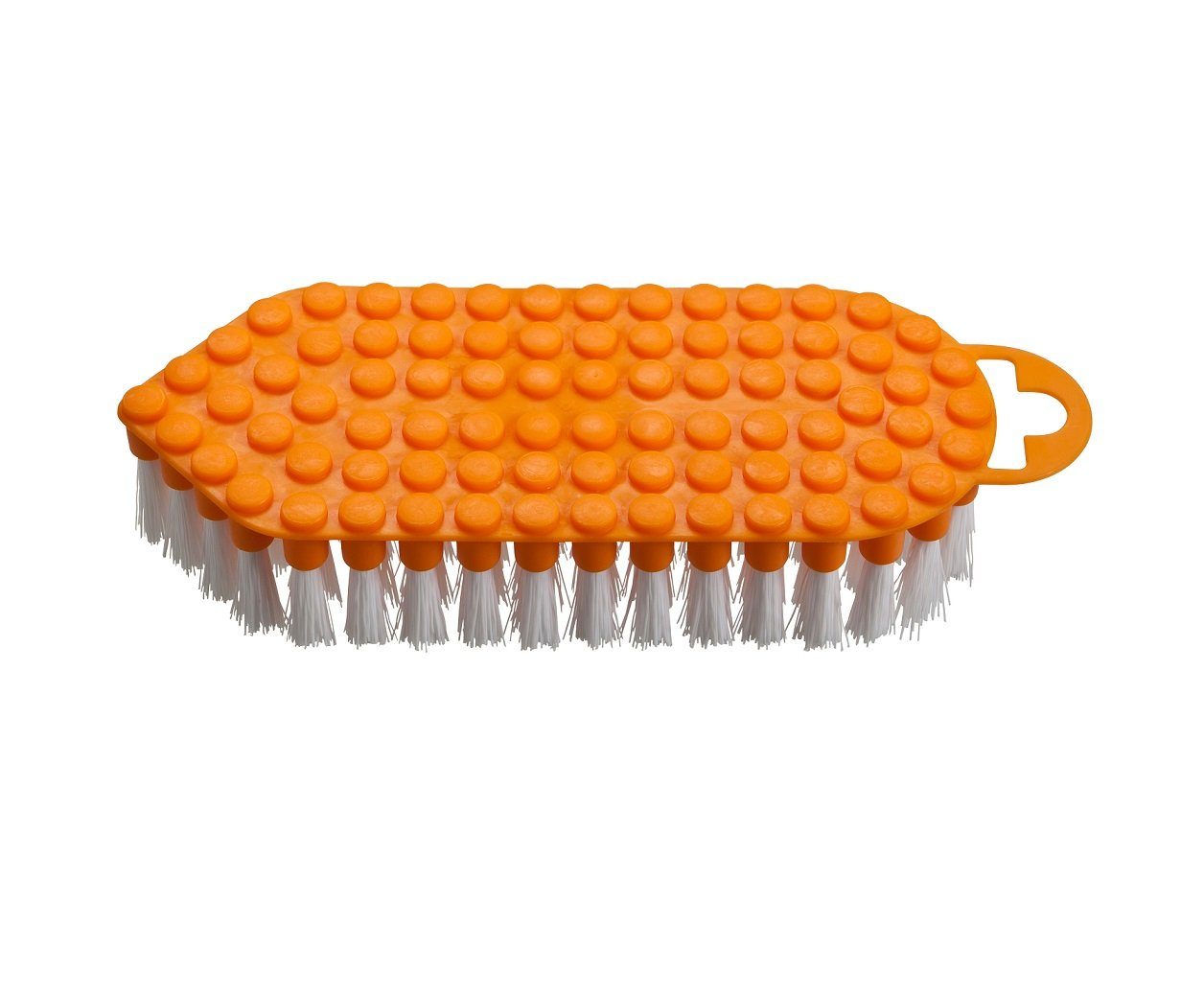 haug bürsten Reinigungsbürste 60322, flexible Scheuerbürste mit harten Borsten, orange, mit Rundungen und Kanten, aus PP - Made in Germany
