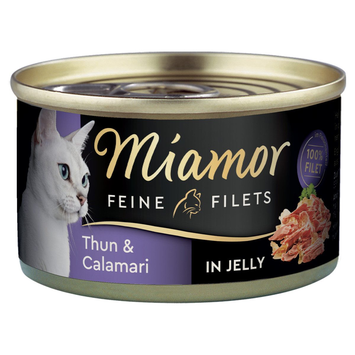 Miamor Feine Filets mit Thunfisch & Calamari in Jelly 100 g - 24 Stück, Nassfutter für: Katze