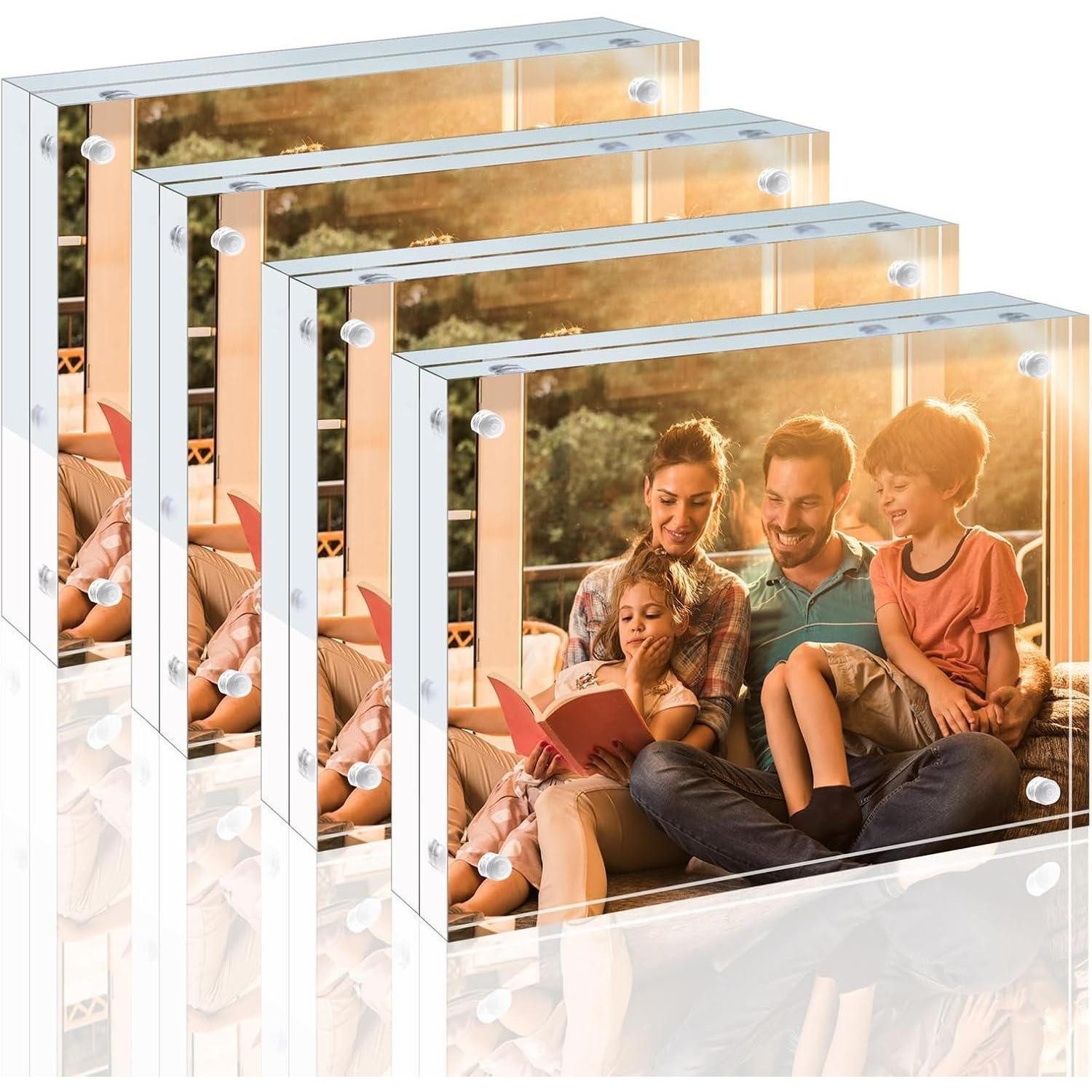 LuxusKollektion Bilderrahmen-Set Bilderrahmen Magnetisch Acryl Doppelseitig 9x13 cm 4er 9x13 cm*4, (4 St)