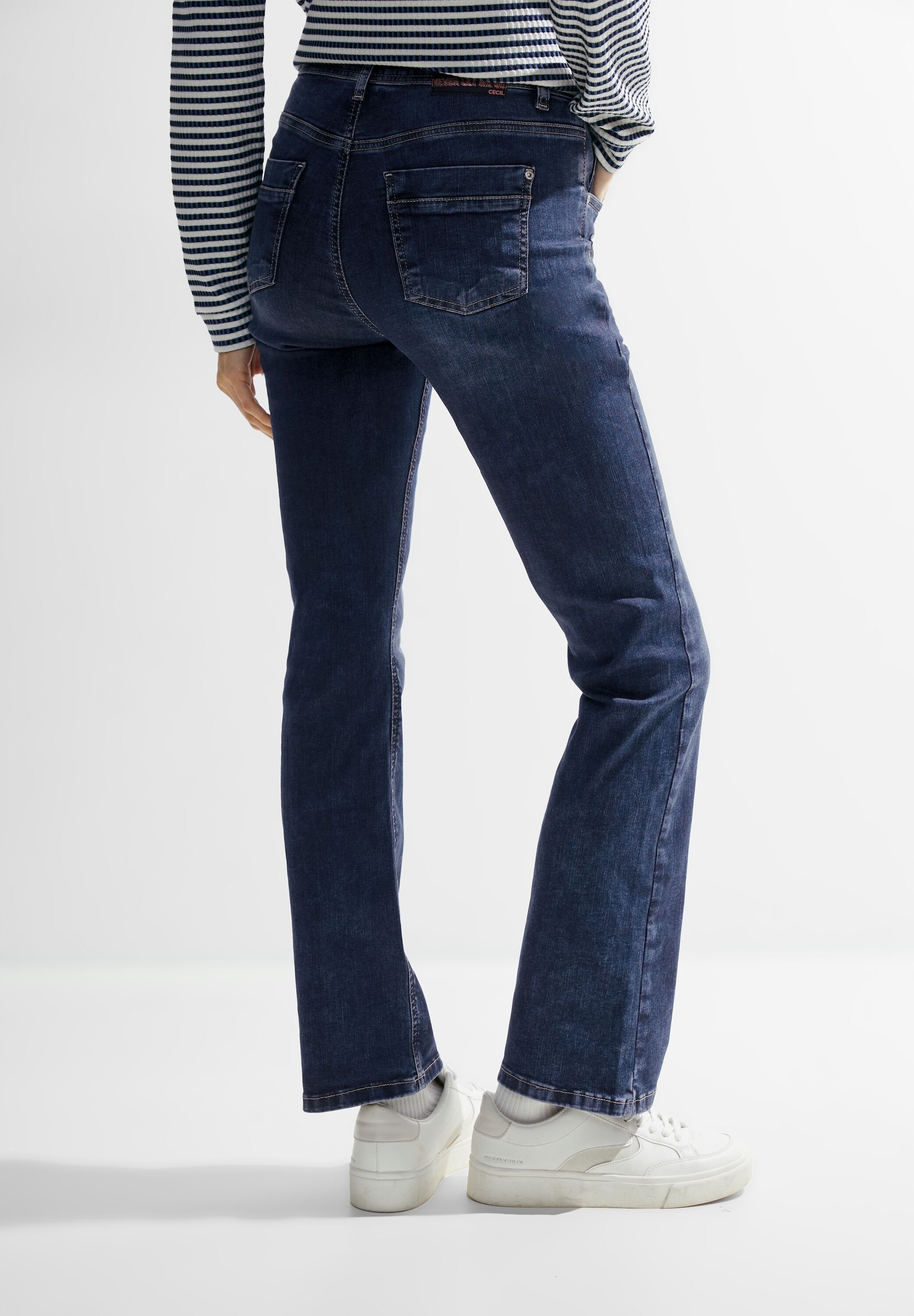 Cecil Damen Bootcut Jeans - Slim Fit High Waist In Dunkler Waschung