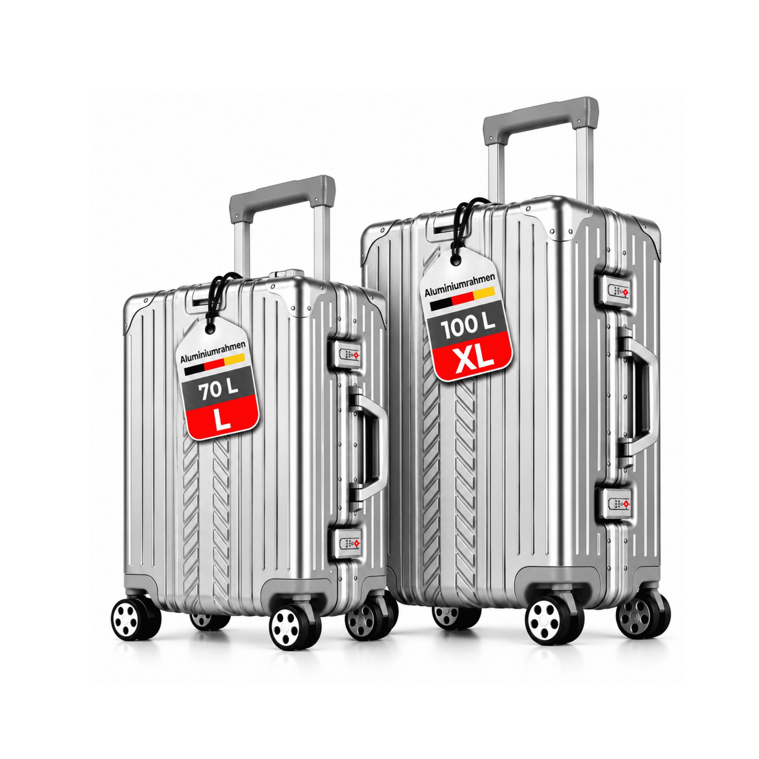 WINLIFE Trolley Alu-Rahmen Reisekoffer Sparset (L+XL) – 360° Spinner, TSA-Schloss, ABS+PC-Hartschale, TSA-Schloss, 360°-Doppelrollen