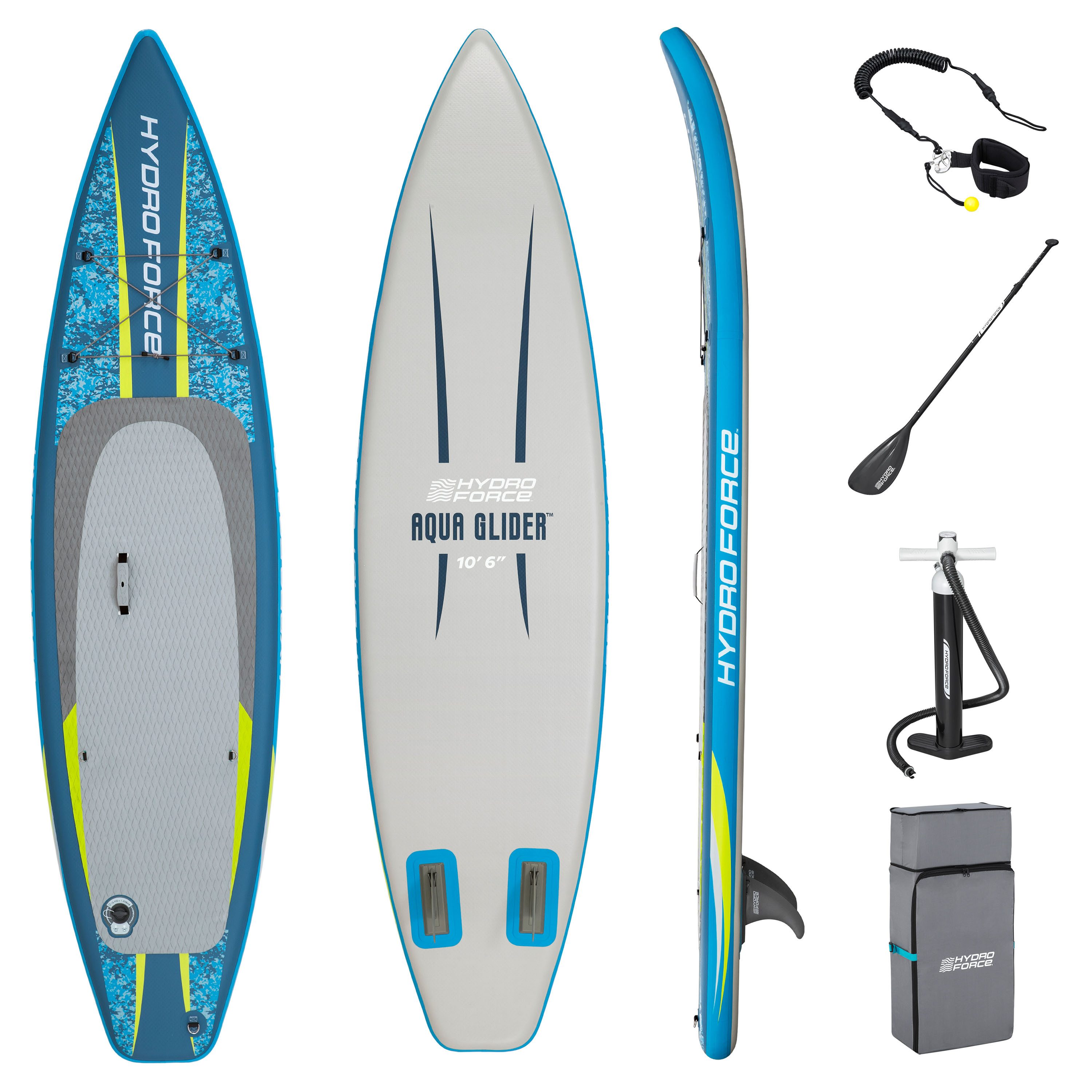 Bestway SUP-Board Hydro Force® Aqua Glider™, Touring, (Set, 6 tlg., Inkl. Pumpe, Paddel, Transportrucksack), 320 x 79 x 12 cm