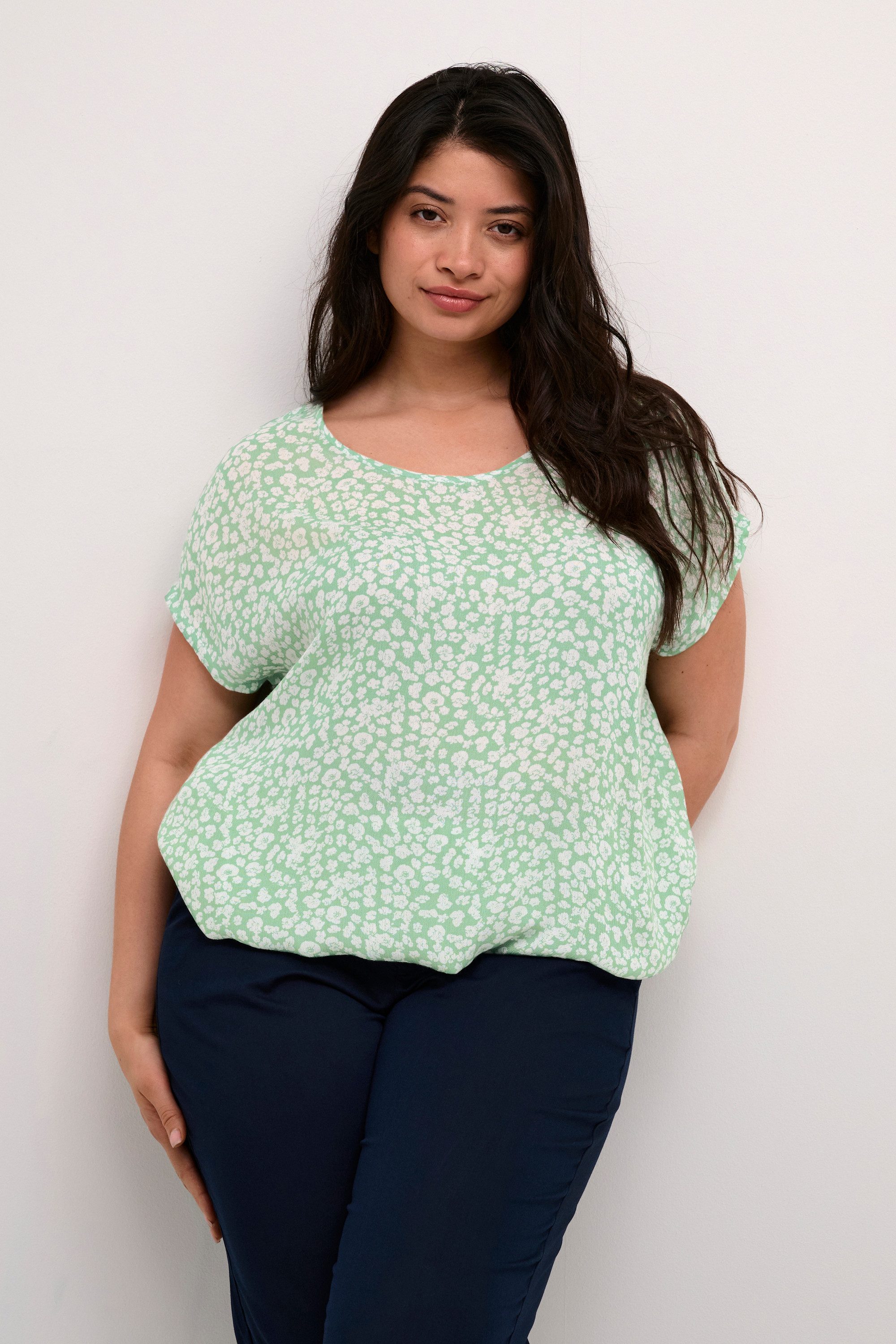 KAFFE Curve Kurzarmbluse Kurzarm-Bluse KCami Große günstig online kaufen