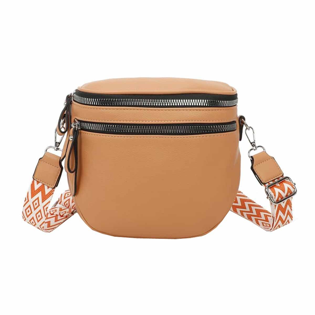 ITALYSHOP24 Schultertasche Damen Umhängetasche Crossover Brusttasche CrossBody Сумки для покупок (Spar-Set aus einer Tasche mit einem breitem Muster Stoffgurt/Umhängeband), Bodybag Gürteltasche Handtasche Messenger