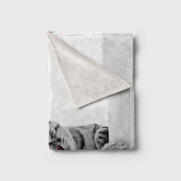 Sinus Art Handtücher Handtuch Strandhandtuch Saunatuch Kuscheldecke mit Tiermotiv süße Katze, Baumwolle-Polyester-Mix (1-St), Handtuch