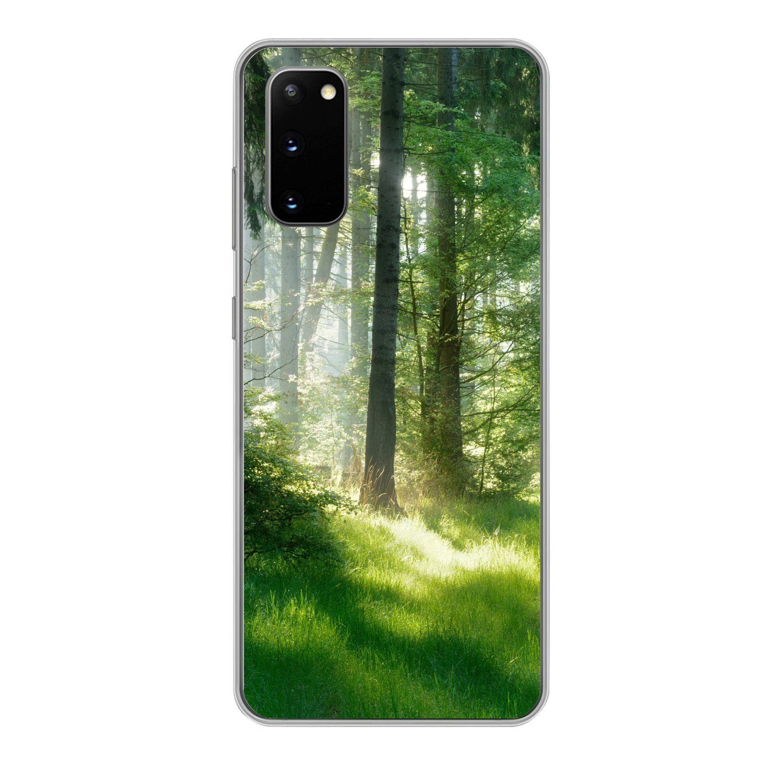 MuchoWow Handyhülle für Samsung Galaxy S20 Natur - Bäume - Wald - Grün - Sonne - Gras - Pf, Phone Case, Silikon, Schutzhülle Dünn