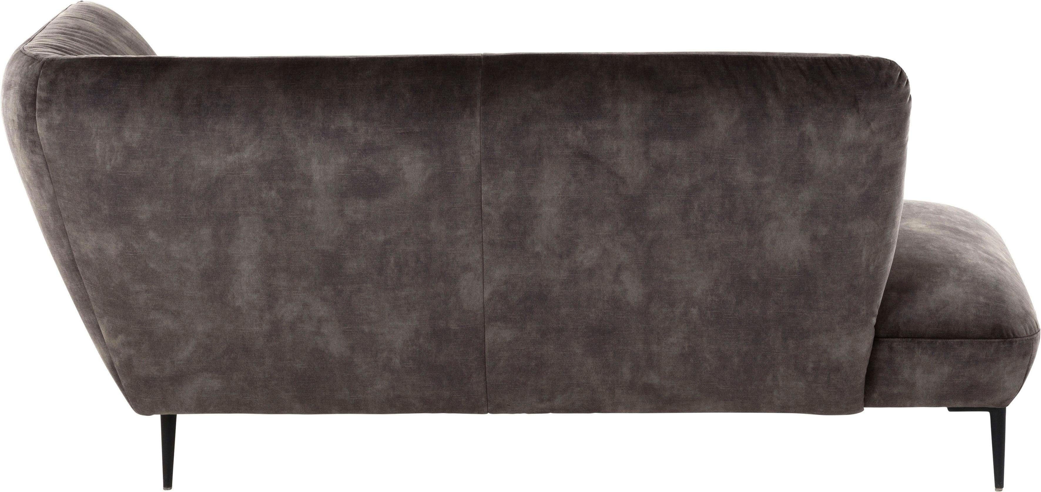 Schwarz Chaiselongue dark & Füße Boch Villeroy ELLA, W.SCHILLIG pulverbeschichtet grey S41