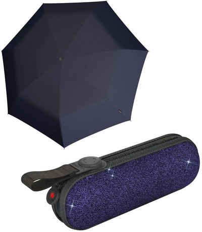Knirps® Taschenregenschirm X1 mini Damen-Schirm Glam navy im Glitzer-Etui, mit Befestigungsmöglichkeit durch die Schlaufe