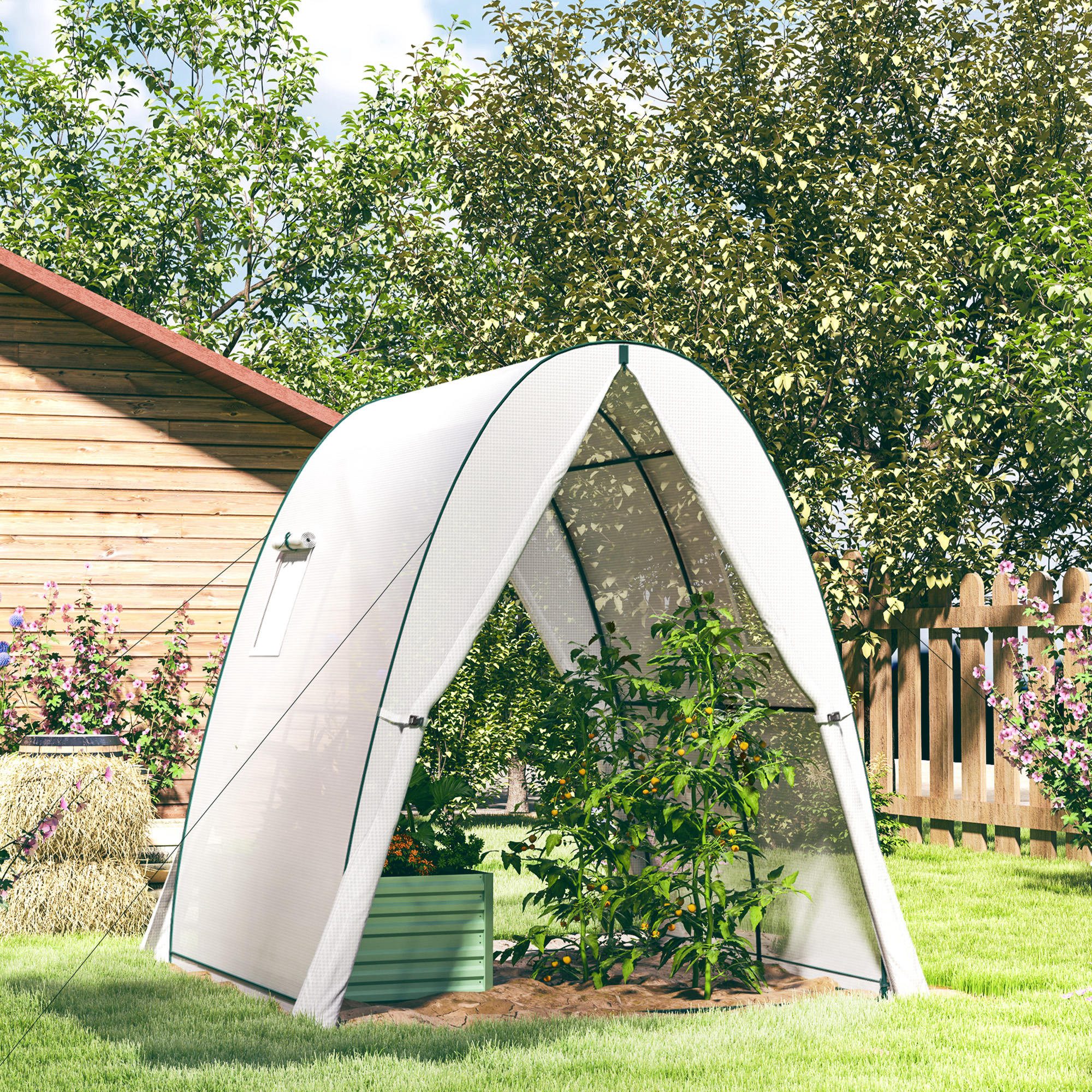 Outsunny Foliengewächshaus mit Rolltür, 2 Fernster, günstig online kaufen