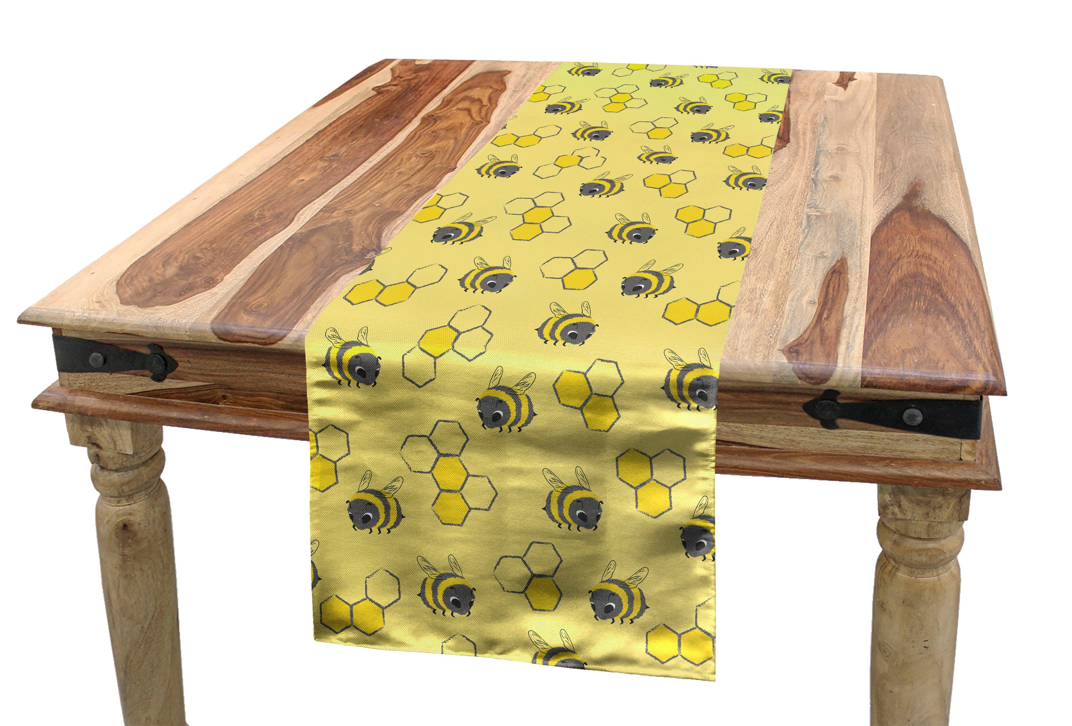 Abakuhaus Tischläufer Esszimmer Tischläufer, Kinderzimmer Dekorativer Biene Rechteckiger und Küche Motive Wabe