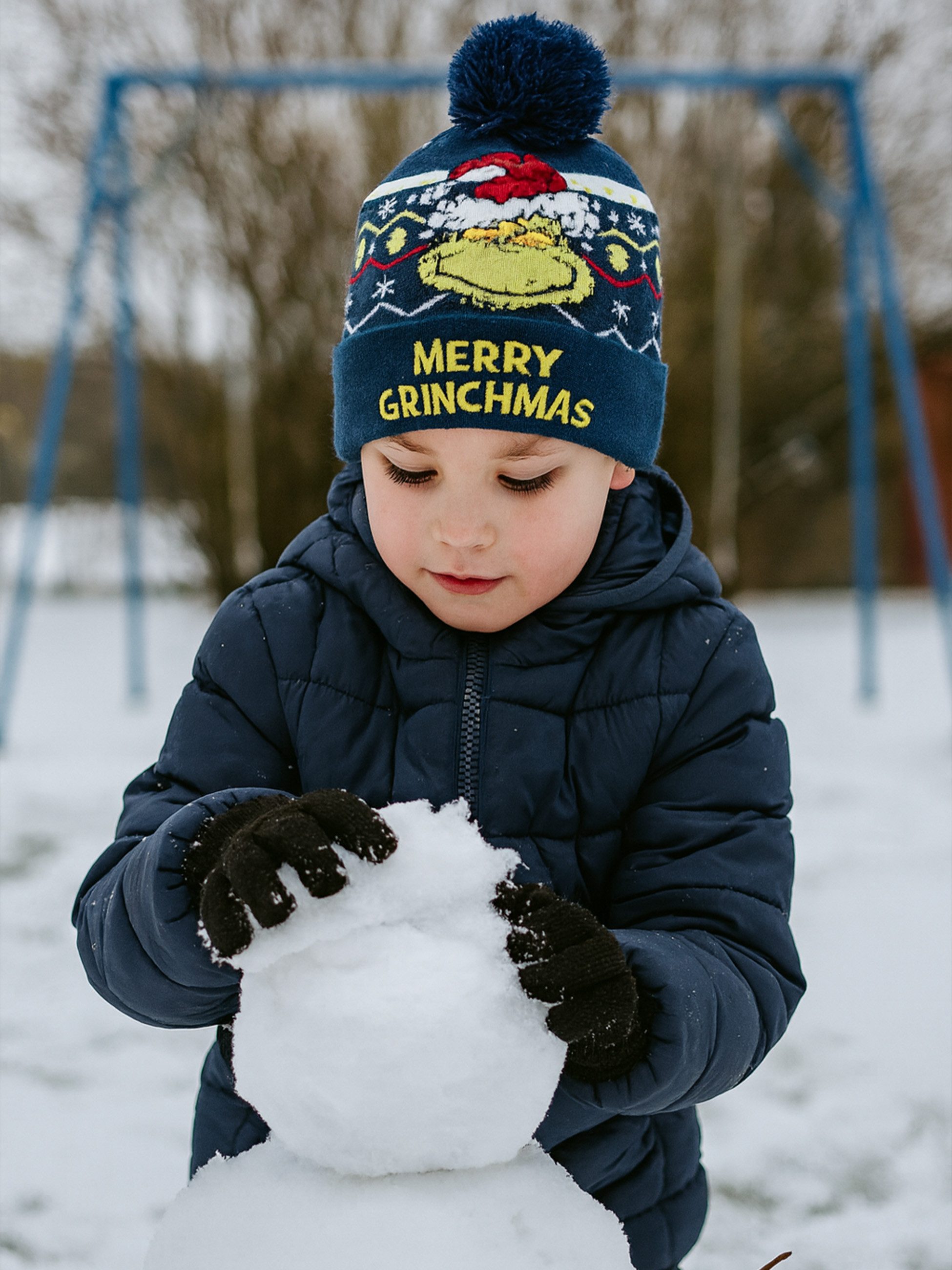 United Labels® Strickmütze The Grinch - Merry Grinchmas - Wintermütze mit Bommel