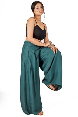 Guru-Shop Relaxhose Boho Hosenrock, weite Sommerhose - tannengrün Ethno Style, alternative Bekleidung