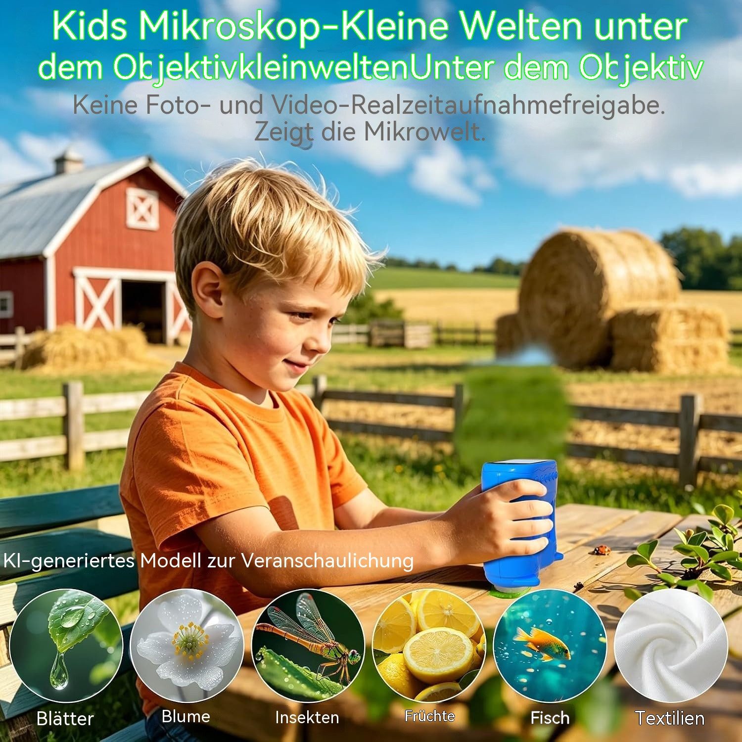 TWUFY Mikroskop für Kinder, Handmikroskop, 1000-fach Zoom Kindermikroskop Digitalmikroskop (2,0 Zoll IPS-Display, Kindergeschenk, 2-in-1-Mikroskop und Teleskop) – Bild 4 von 5