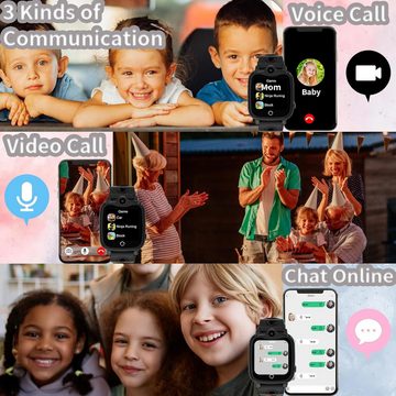 Ruopoem GPS und Telefon Videoanruf IP68 Wasserdicht Kinder's Smartwatch (Android/iOS), Spiele Schulmodus Kamera Wecker,Geschenke für Mädchen Jungen