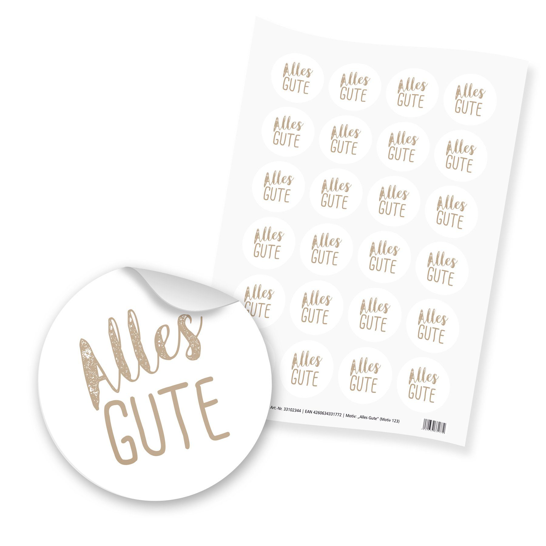 Aufkleber itenga 24x Sticker Aufkleber Alles Gute (Motiv 123) braun latte macchi