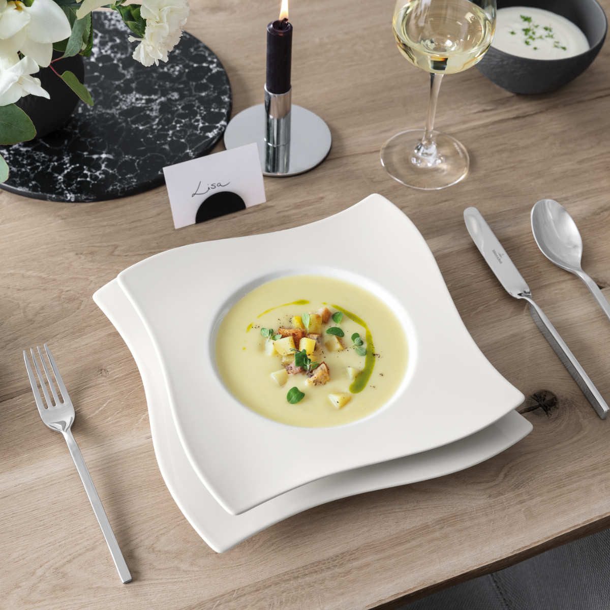 Villeroy & Boch Servierplatte New Wave, Porzellan, 21 x15 cm