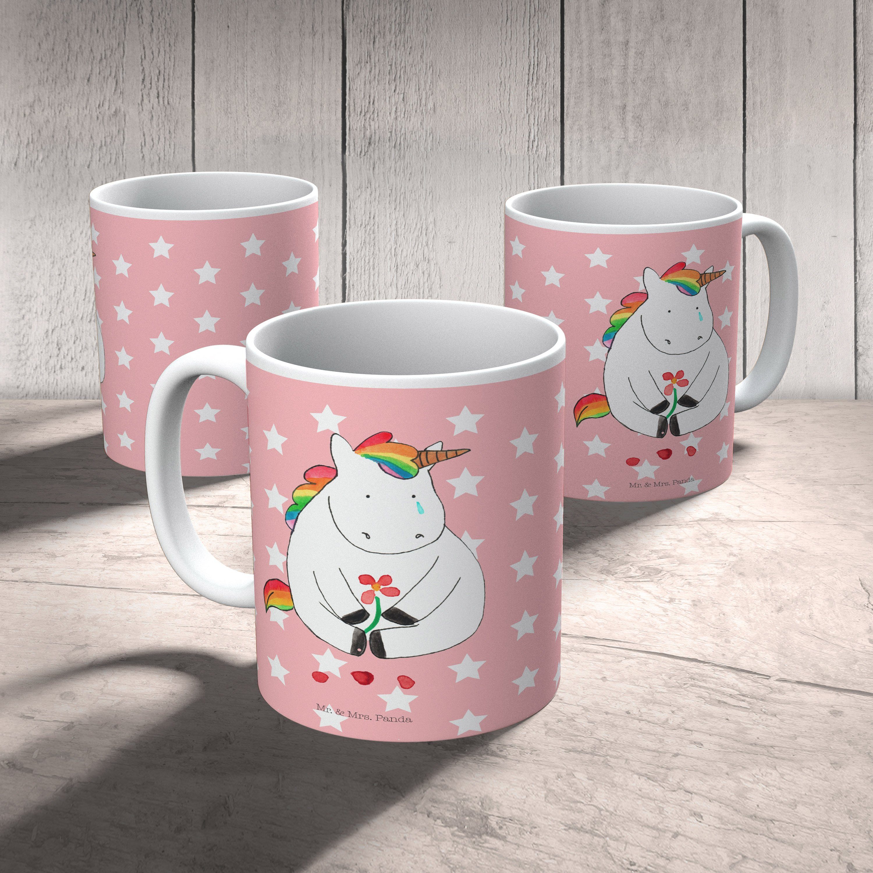 Kaffeetasse, Geschenk, Rot Traurig Pastell Kunststoff Einhorn, Mr. Kinderbecher & Tasse, Einhorn Panda - - Mrs.