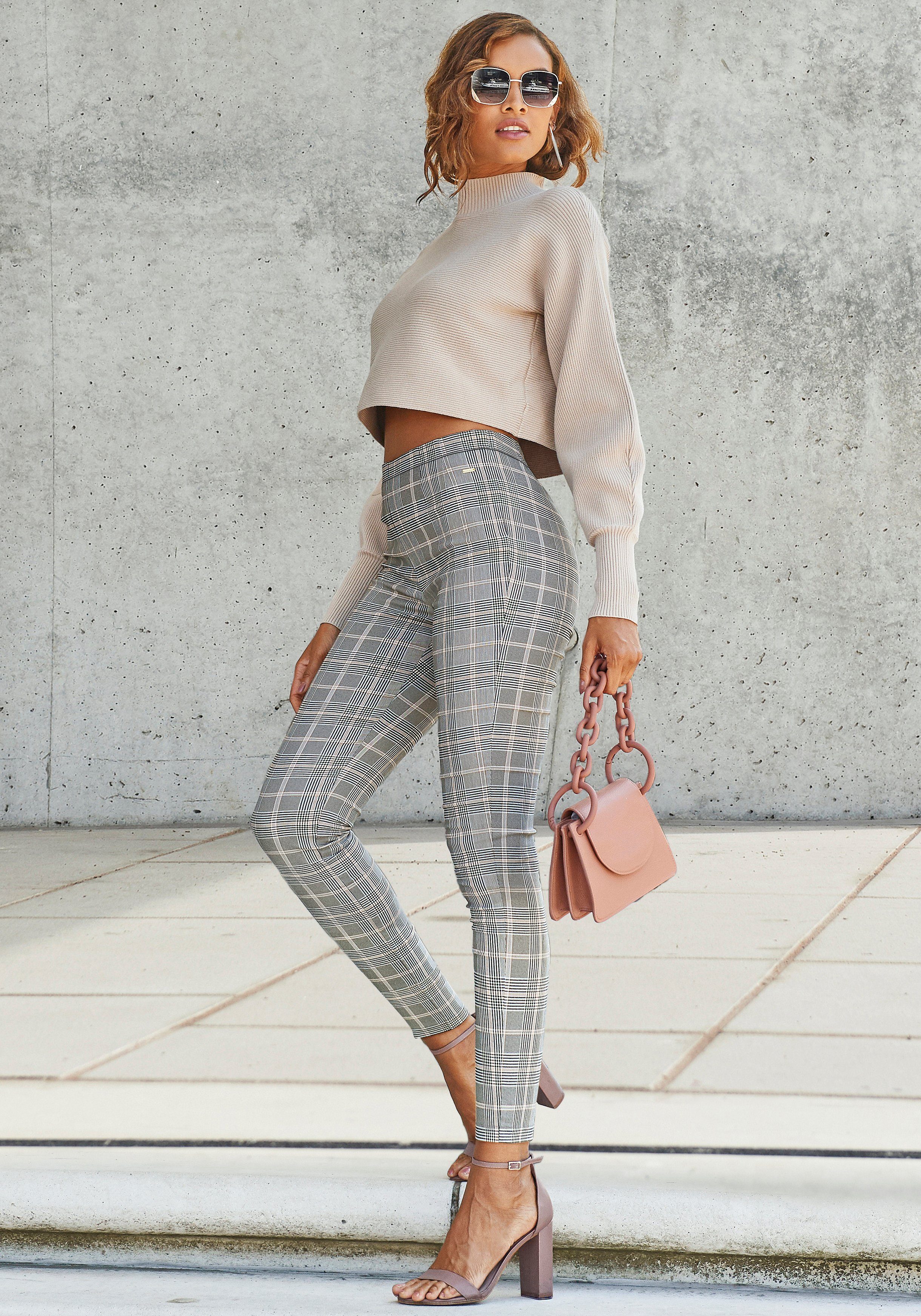LASCANA Highwaist Leggings mit Karomuster – Bild 3 von 5