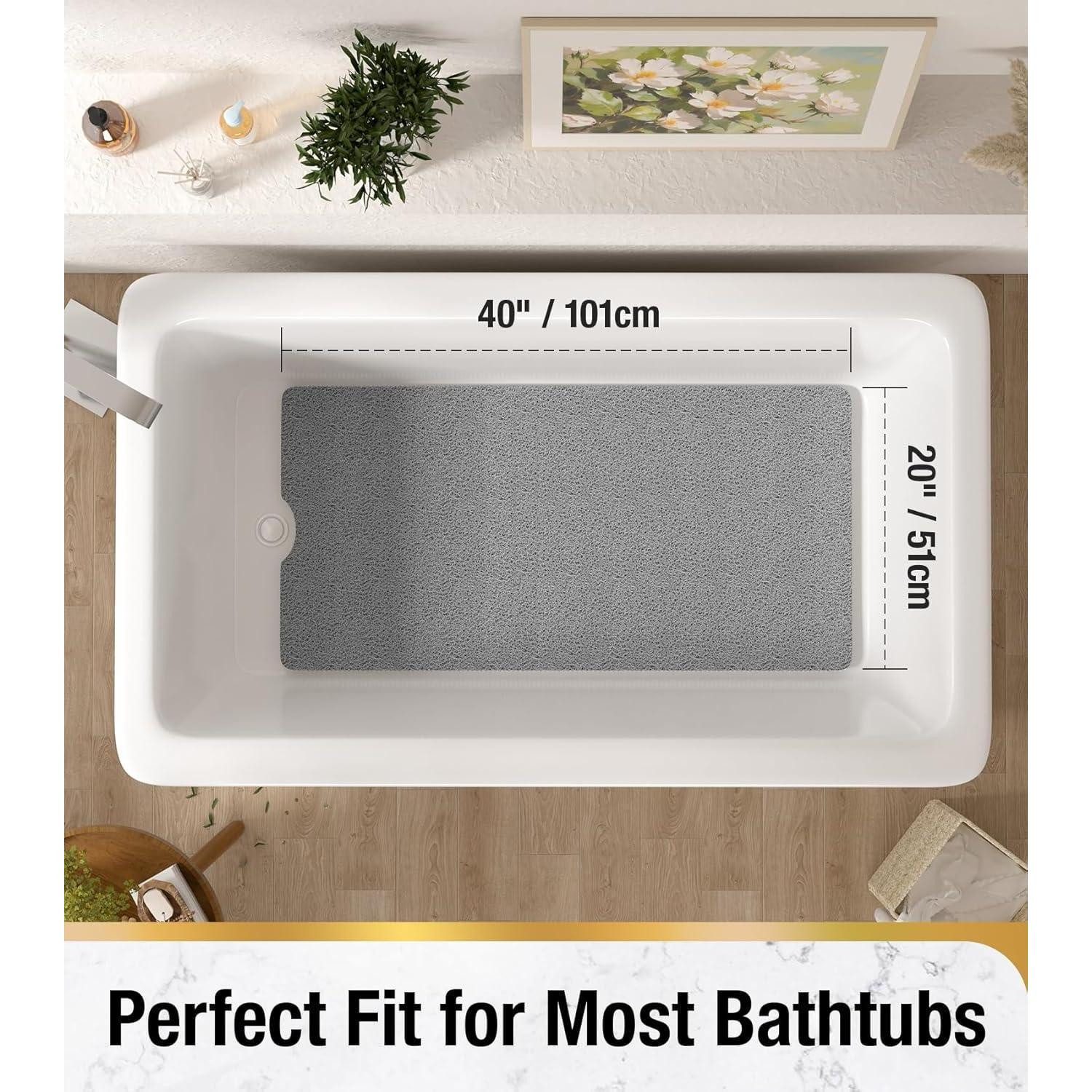 LuxusKollektion Badematte Badewannenmatte Rutschfest Grau 101 x 51 cm Rechteckig