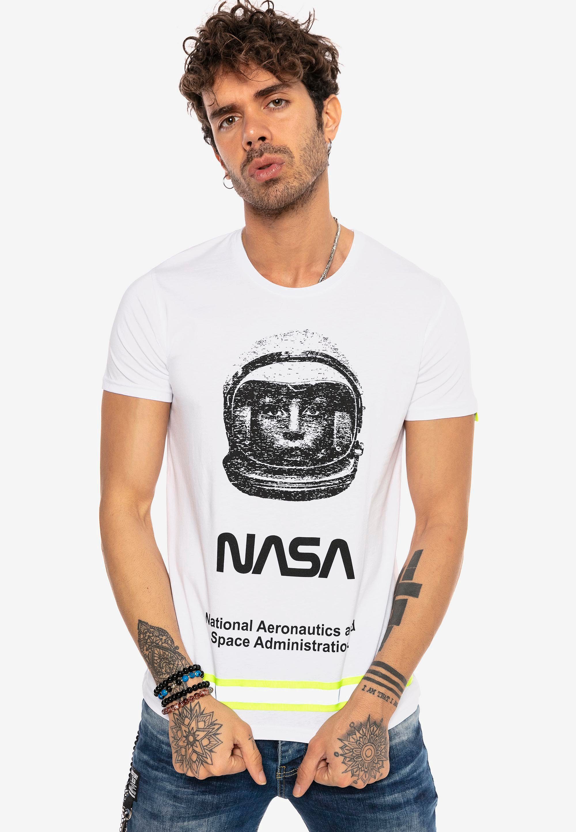 Visalia T-Shirt NASA-Print RedBridge weiß mit modischem