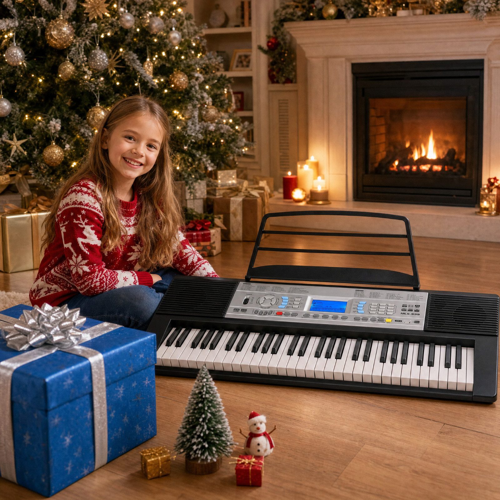 TLGREEN Digitalpiano Keyboard Piano 61 Tasten (Einsteiger E-Piano mit LCD-Display, 500 Klänge, Lernfunktion, MIDI & USB-Anschluss), 61-Tasten E-Keyboard für Kin – Bild 5 von 5