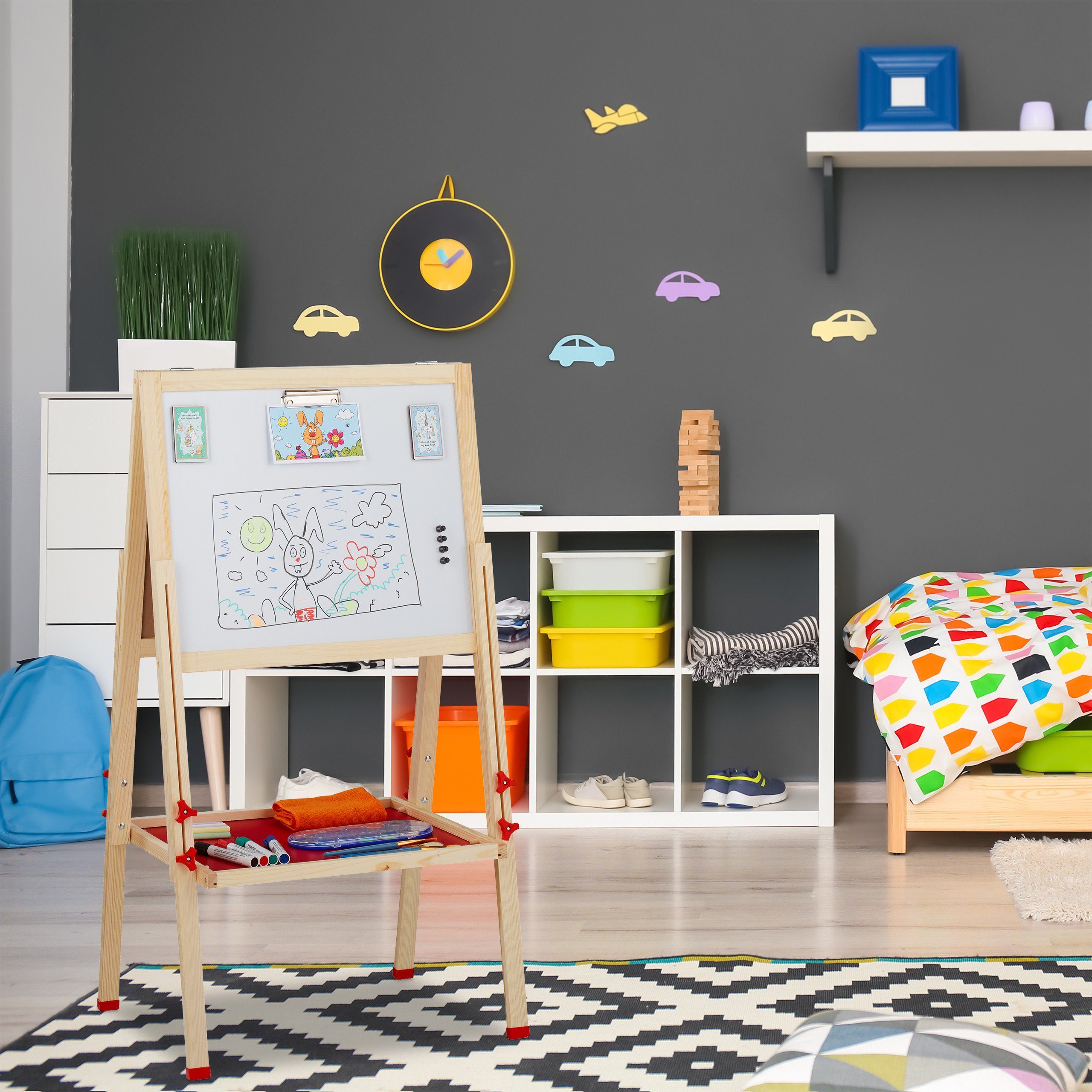 relaxdays Standtafel Doppelseitige Standtafel für Kinder