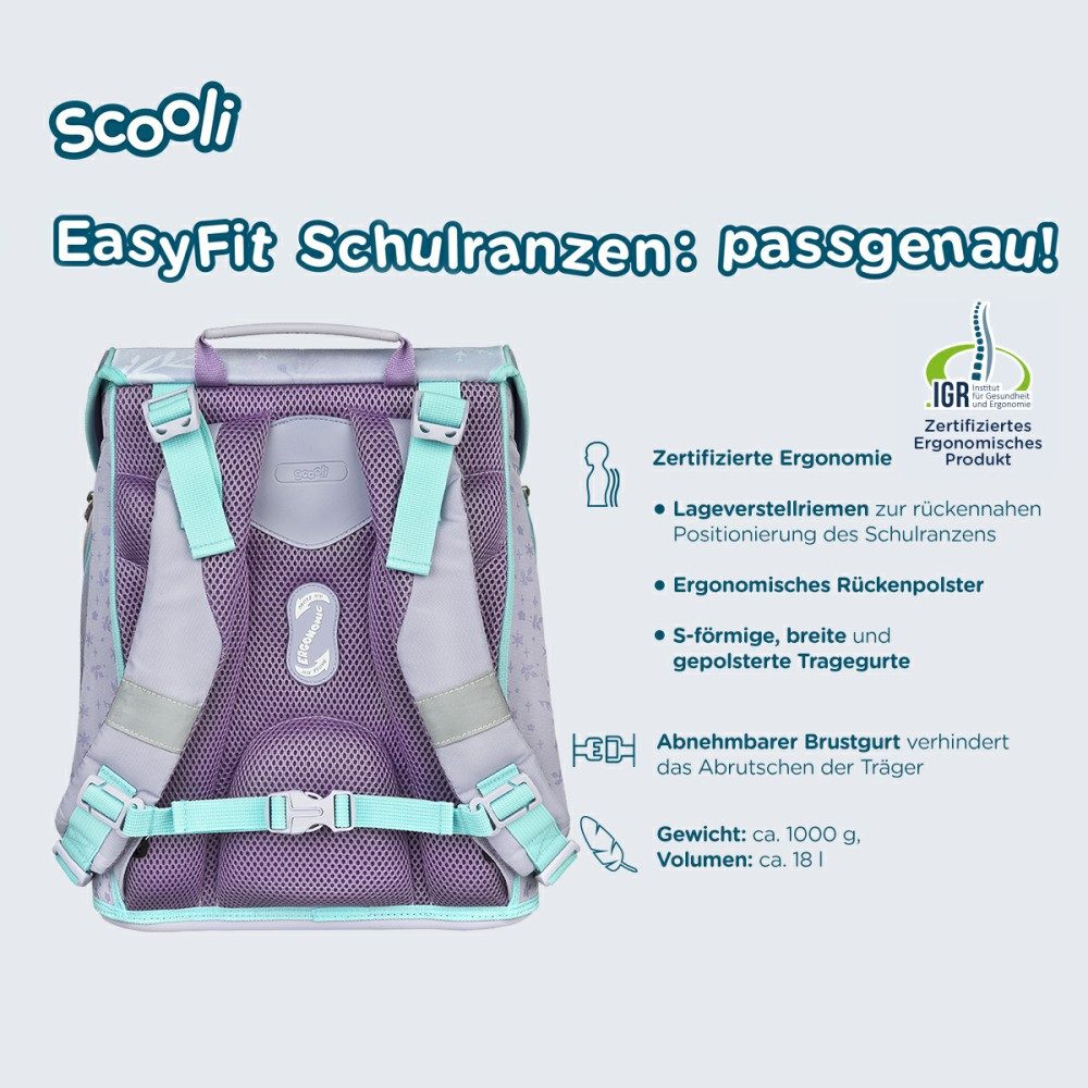 Scooli Schulranzen 1.Klasse Mädchen EasyFit in unterschiedlichen Sets (9-tlg)
