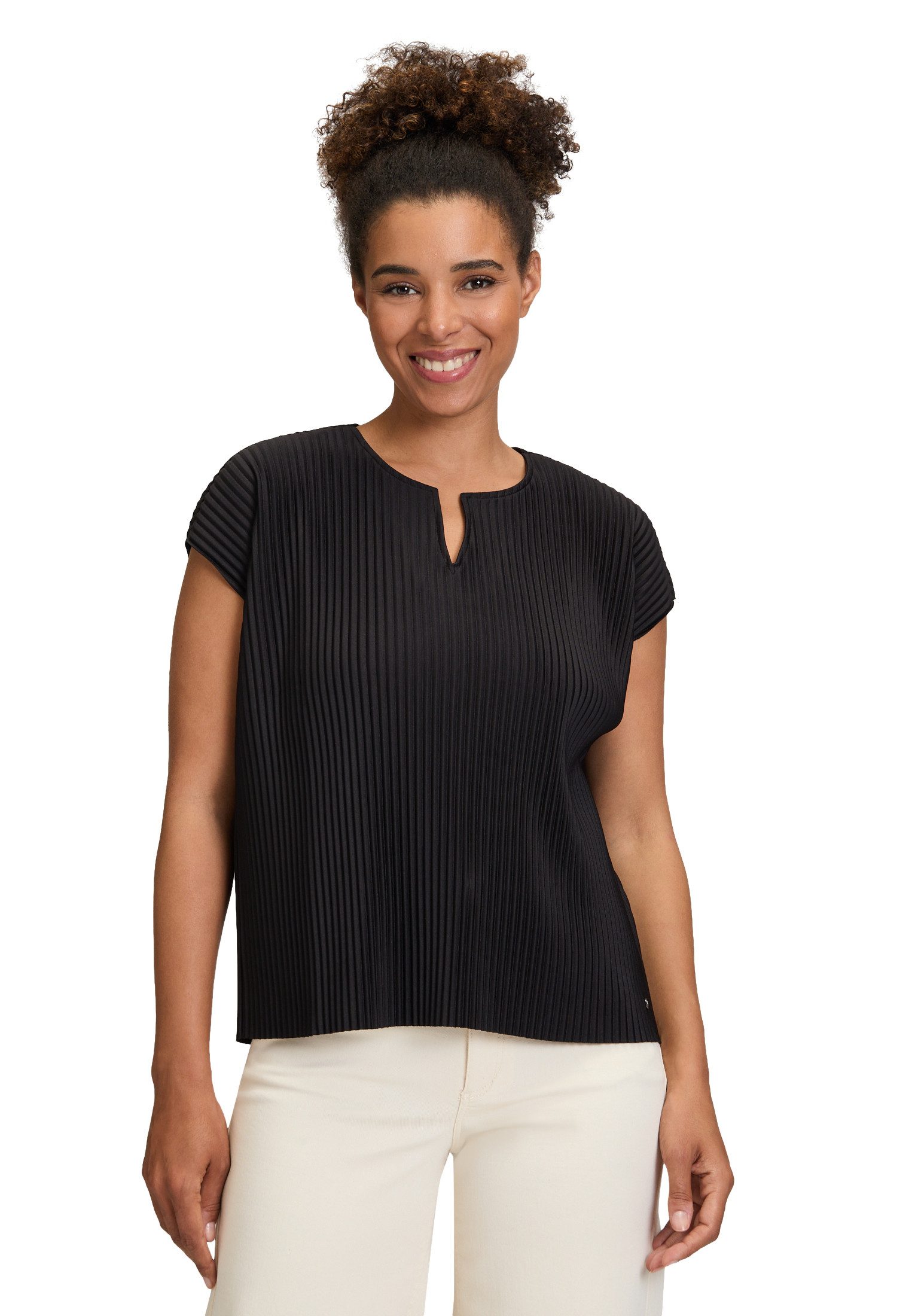 Betty&Co Kurzarmshirt "Betty & Co Damen Kurzarm-Shirt mit Plissee" 1 Stk. t günstig online kaufen