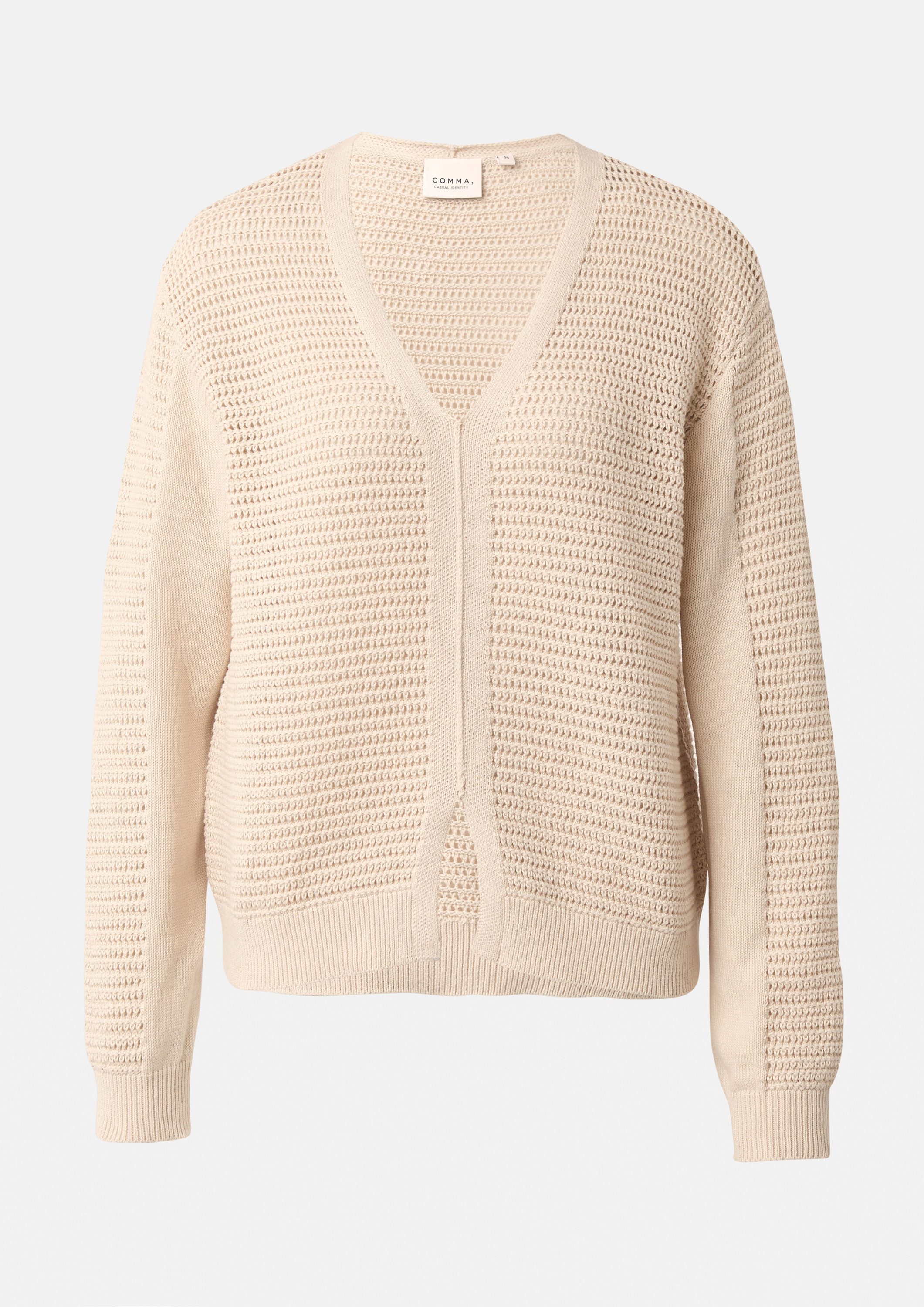comma Longpullover Strickpullover Strickpullover in Cardigan-Optik