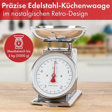 ProfiCook Küchenwaage PC-KW 1247, analog, mechanisch, 5 kg, Tara-Funktion, Edelstahl