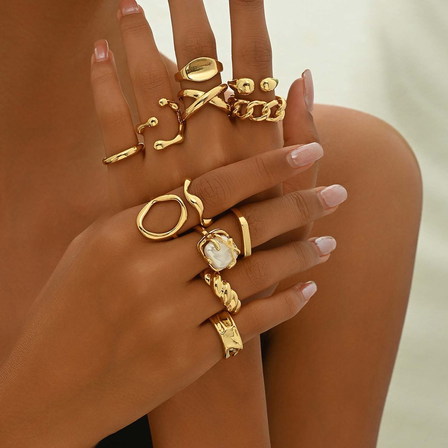 trends for living Ring-Set 12er offenes Ring-Set Einfach Damen mit einzigartigem Design (12-tlg)