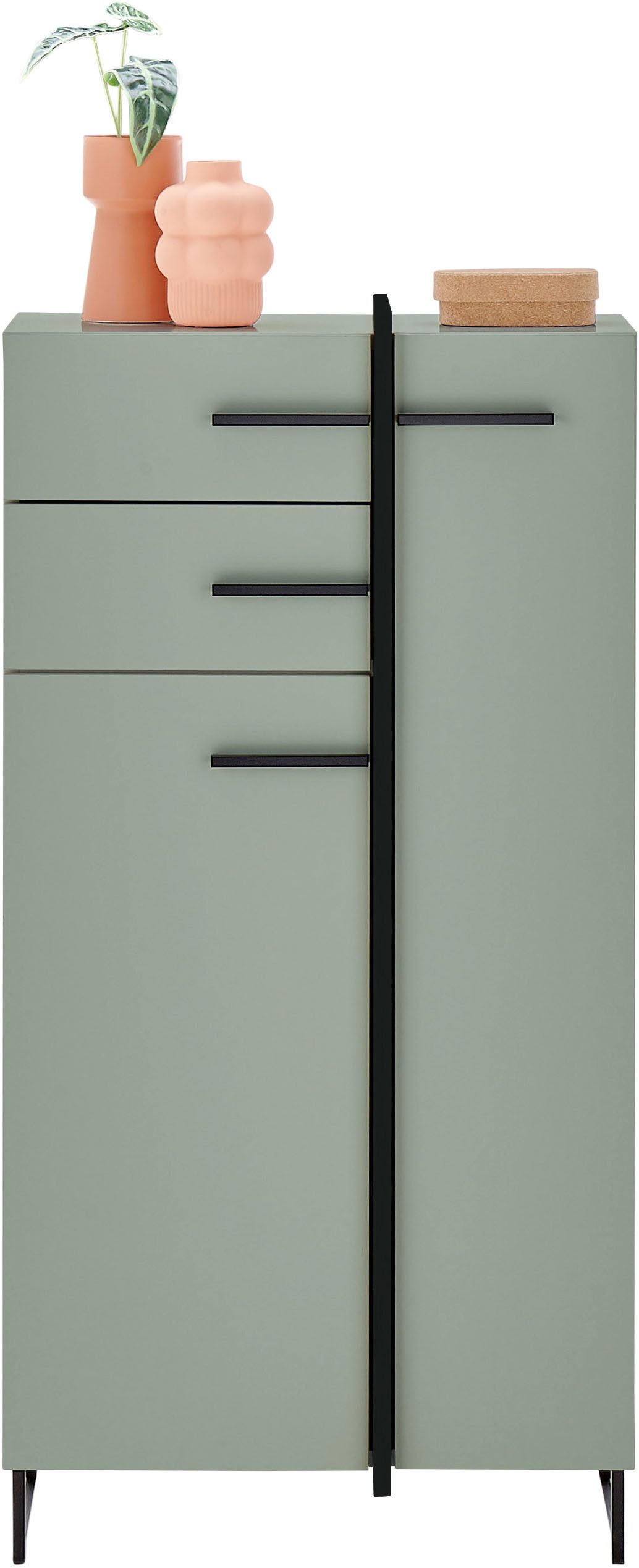 BASIC by Balculina Midischrank Palermo, BxHxT 60x119x35 cm (1-St) Breite 60cm, Softclose, Metallfüße