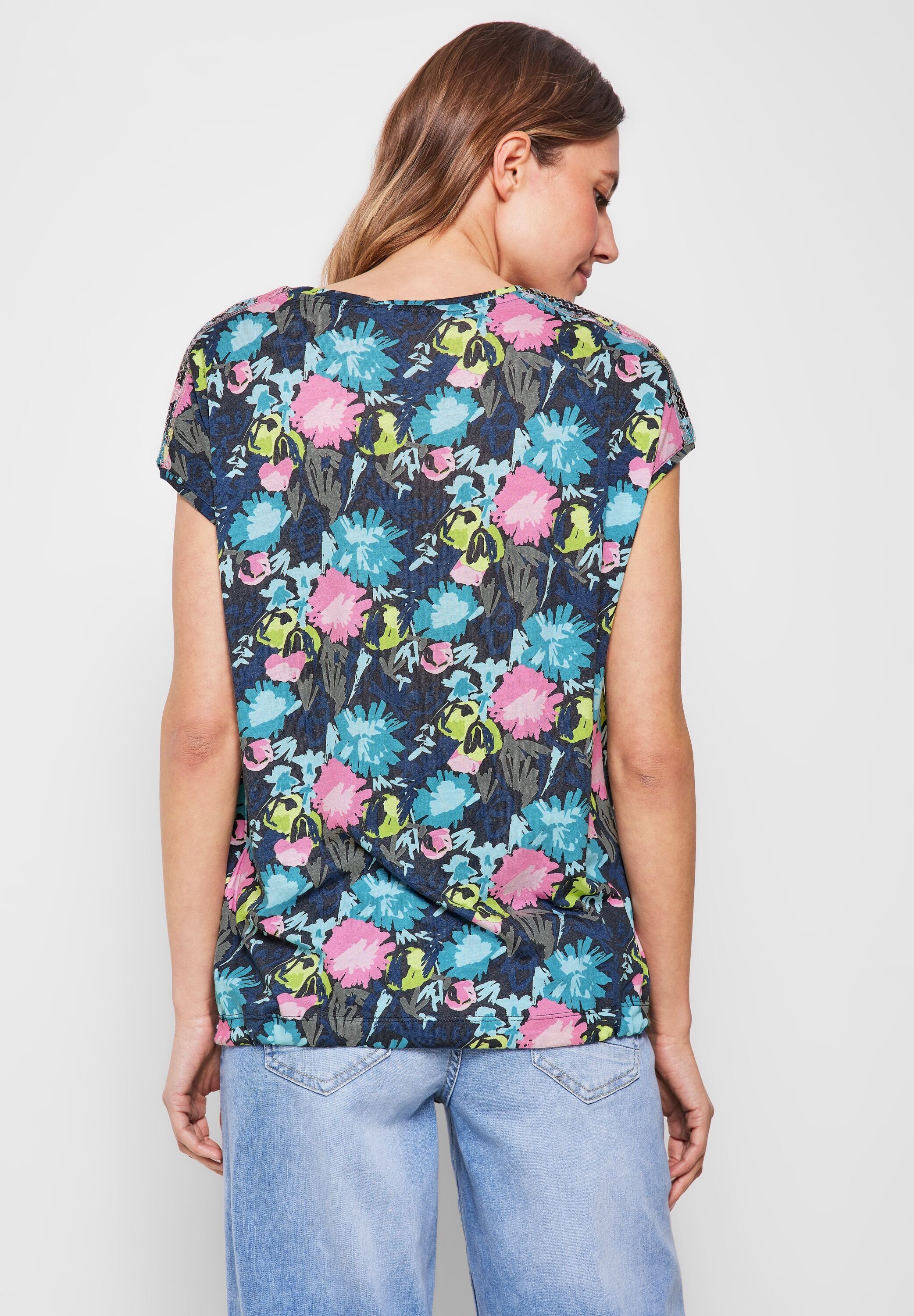 T-Shirt mit Blumenprint blue allover deep Cecil