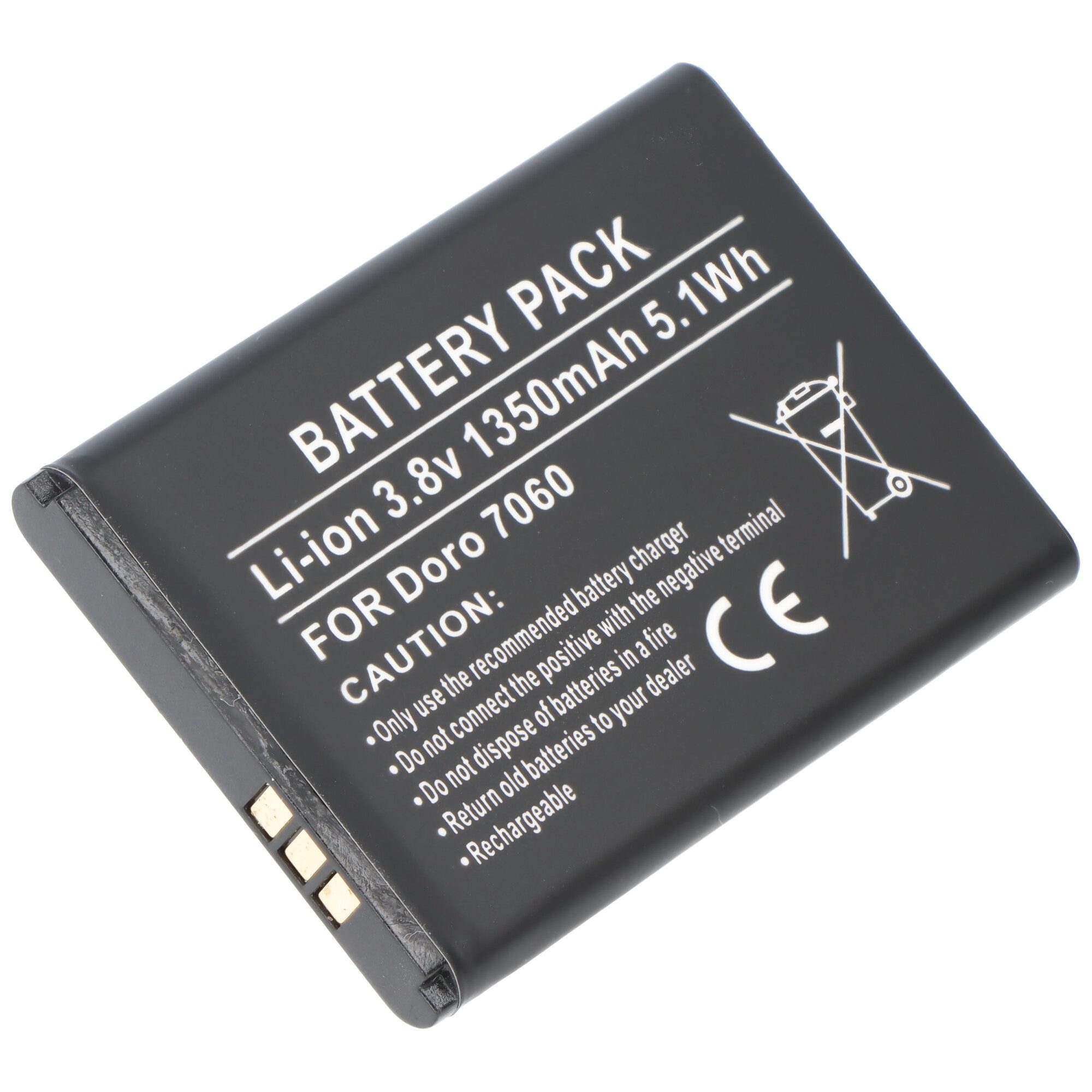 Akku passend für Doro 7030, 7080, Li-ion, 3,7V, 1350mAh, 5,0Wh Akku