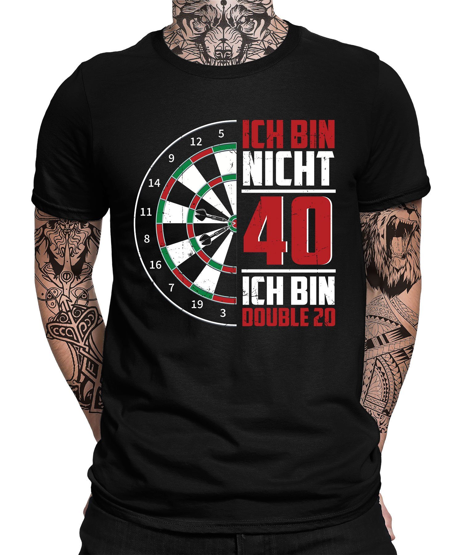 Quattro Formatee Kurzarmshirt 40. Geburtstag - Dart Dartscheibe Dartpfeil Dartspieler Herren T-Shirt (1-tlg) Schwarz