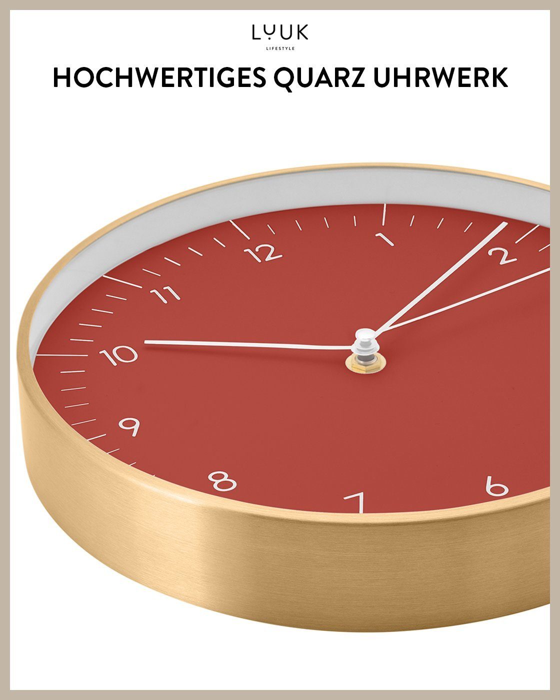 LUUK LIFESTYLE Wanduhr Helsinki (lautlos, ohne Ticken, großes Ziffernblatt, verschied. Größen)