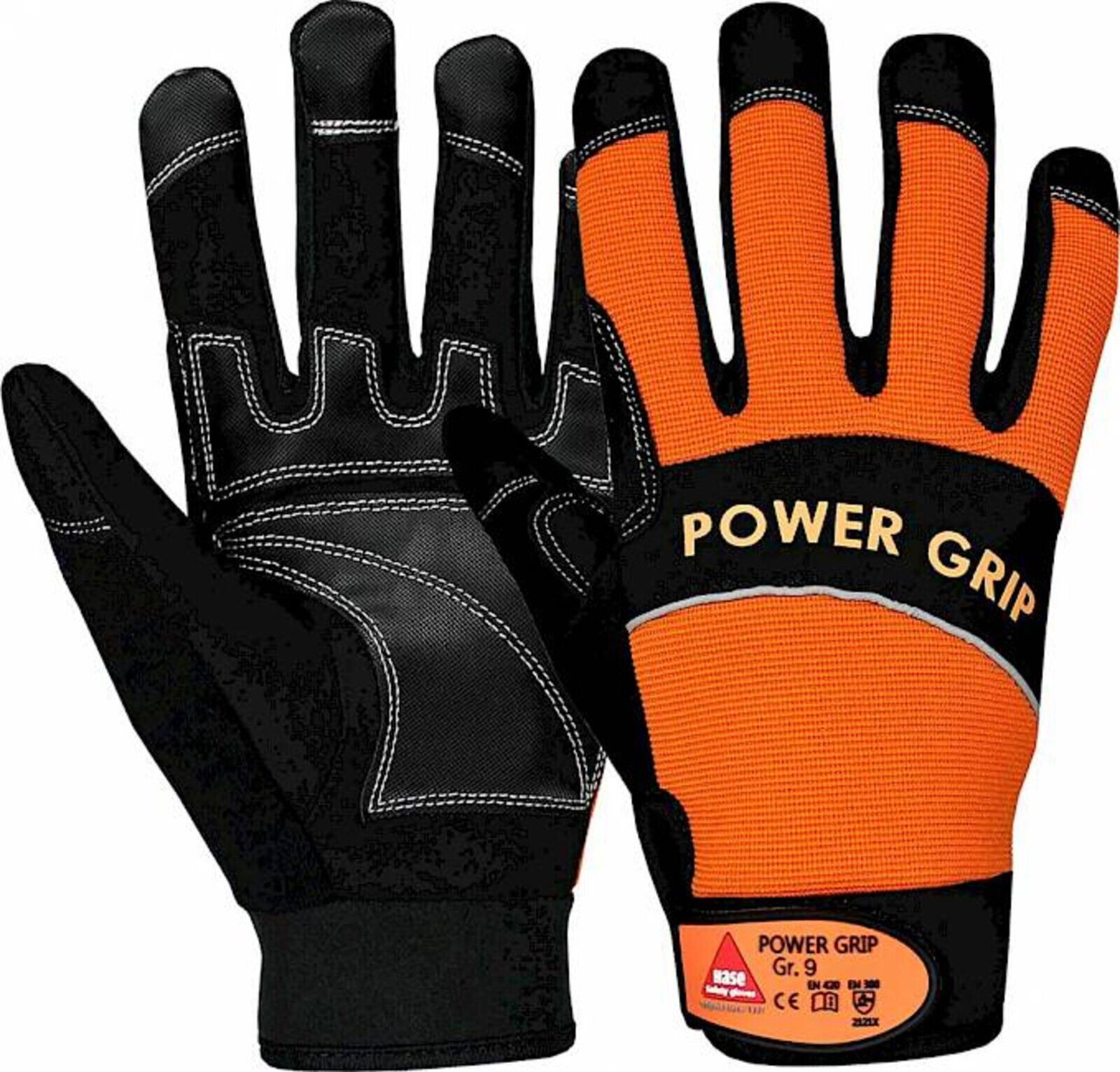 Hase Safety Gloves Lederhandschuhe Power Grip 40200 Montage Neopren (Packung, VPE=10 Paar, Gr 8-12) Atmungsaktiv/ Klett