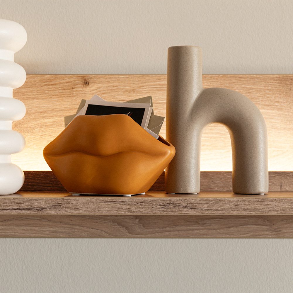 Lomadox Wandregal SAGUNTO-05, mit LED-Beleuchtung, in Eiche günstig online kaufen