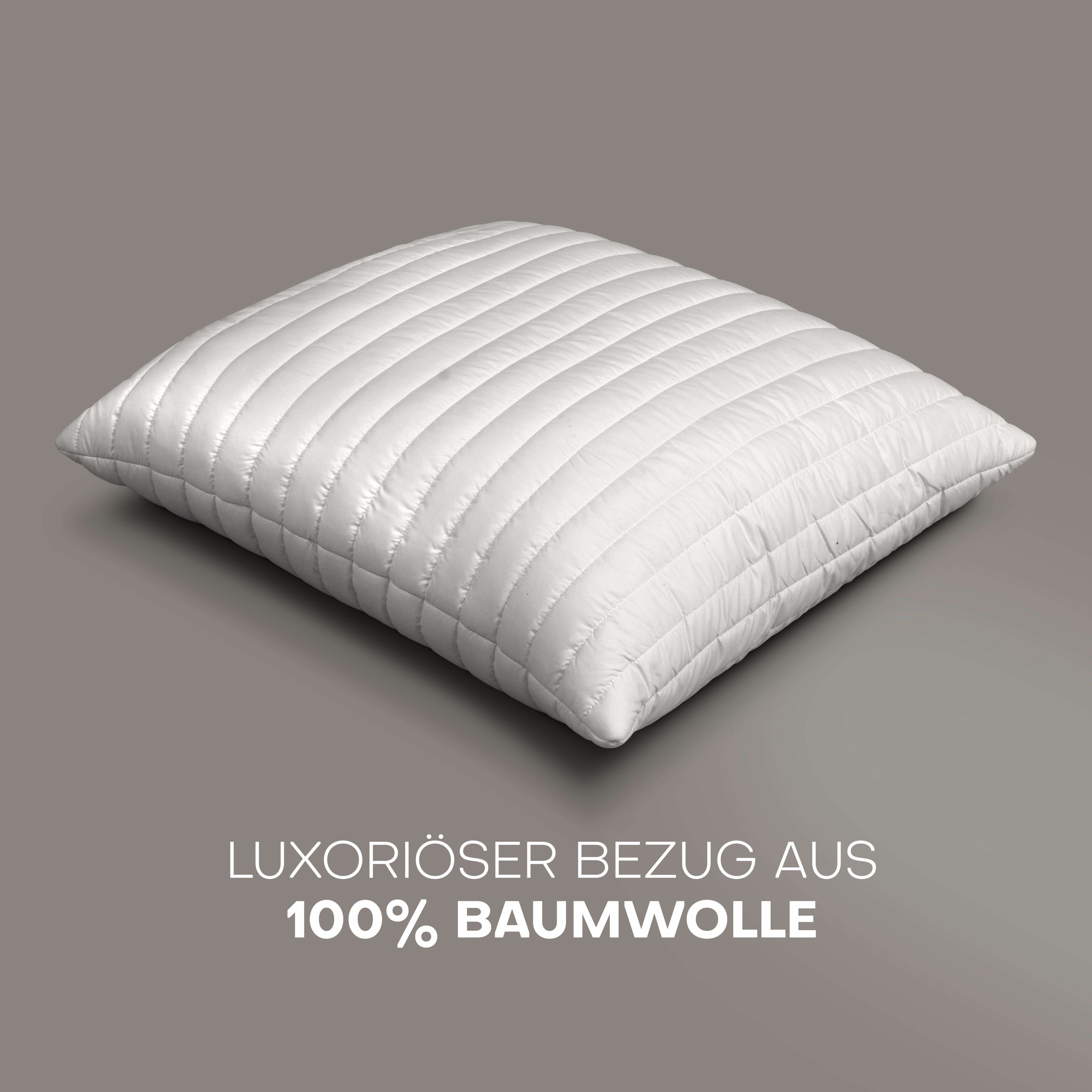 John Cotton Baumwollkissen Magicline 40x80, 80x80 cm, pure Eleganz, Füllung: Polyester, Bezug: Feinbatist-Baumwolle, Seitenschläfer, Bauchschläfer, Rückenschläf – Bild 3 von 5