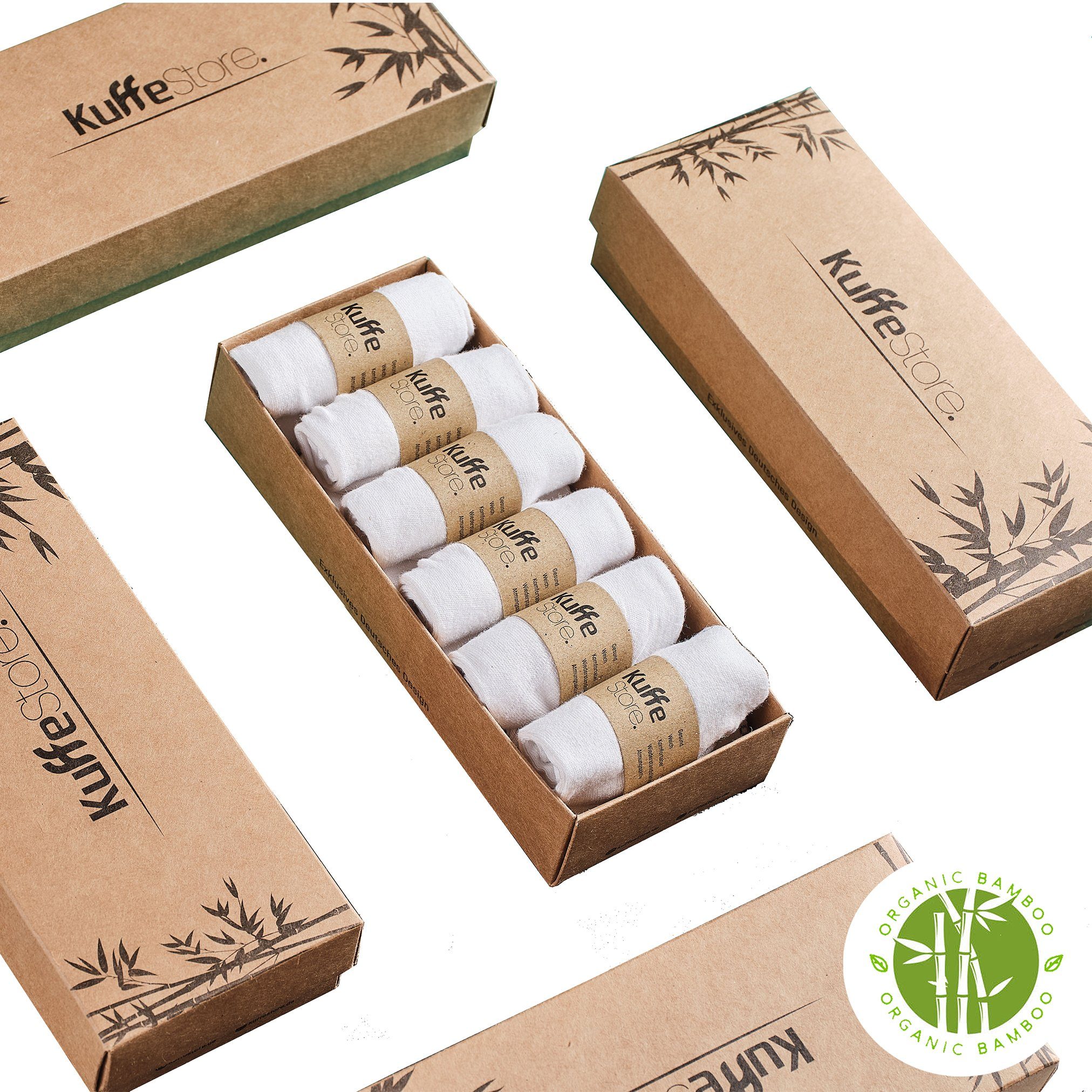 Bambussocken Weiß 12 x2)Atmungsaktiv UndAntibakteriell 6er-Pack Kuffe Sportsocken Paar,(Box,