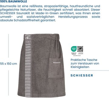 Schiesser Kilt Saunakilt Rom für Herren aus saugstarkem Baumwoll-Frottier, Kurzform, Frottier, Knöpfe, mit Streifen-Akzent und Logostickerei