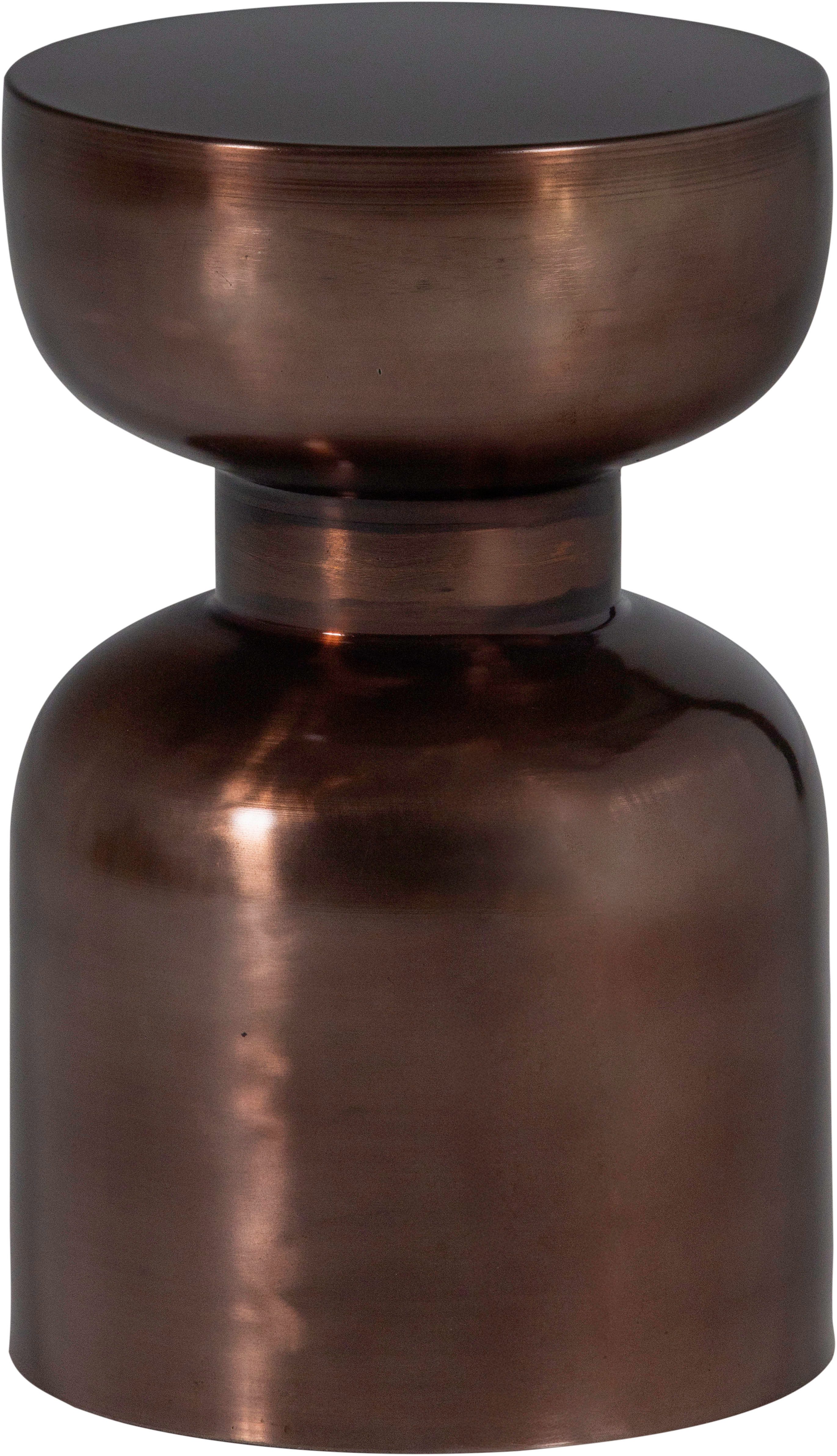 WOOOD Beistelltisch Frits mit Bronze-Hochglanzoberfläche B 30 x T 30 x H 47 cm, Tragkraft 25 kg, spielerischer Formgebung, pflegeleichte Oberfläche