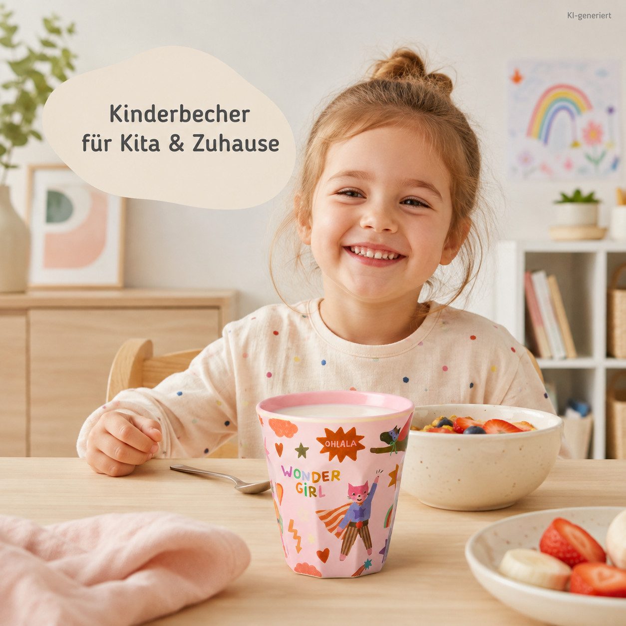 rice Becher Kinderbecher Melamin 250ml Rosa Pastellrosa Trinkbecher KITA, 1-tlg., Melamin – Bild 2 von 5