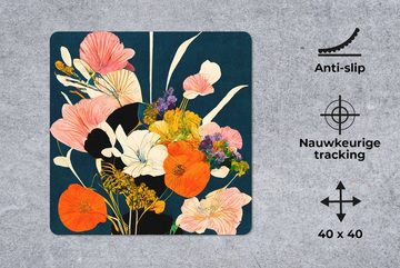MuchoWow Gaming Mauspad Blumen - Vase - Malerei - Pflanzen (1-St), Mousepad mit Rutschfester Unterseite, Gaming, 40x40 cm, XXL, Großes