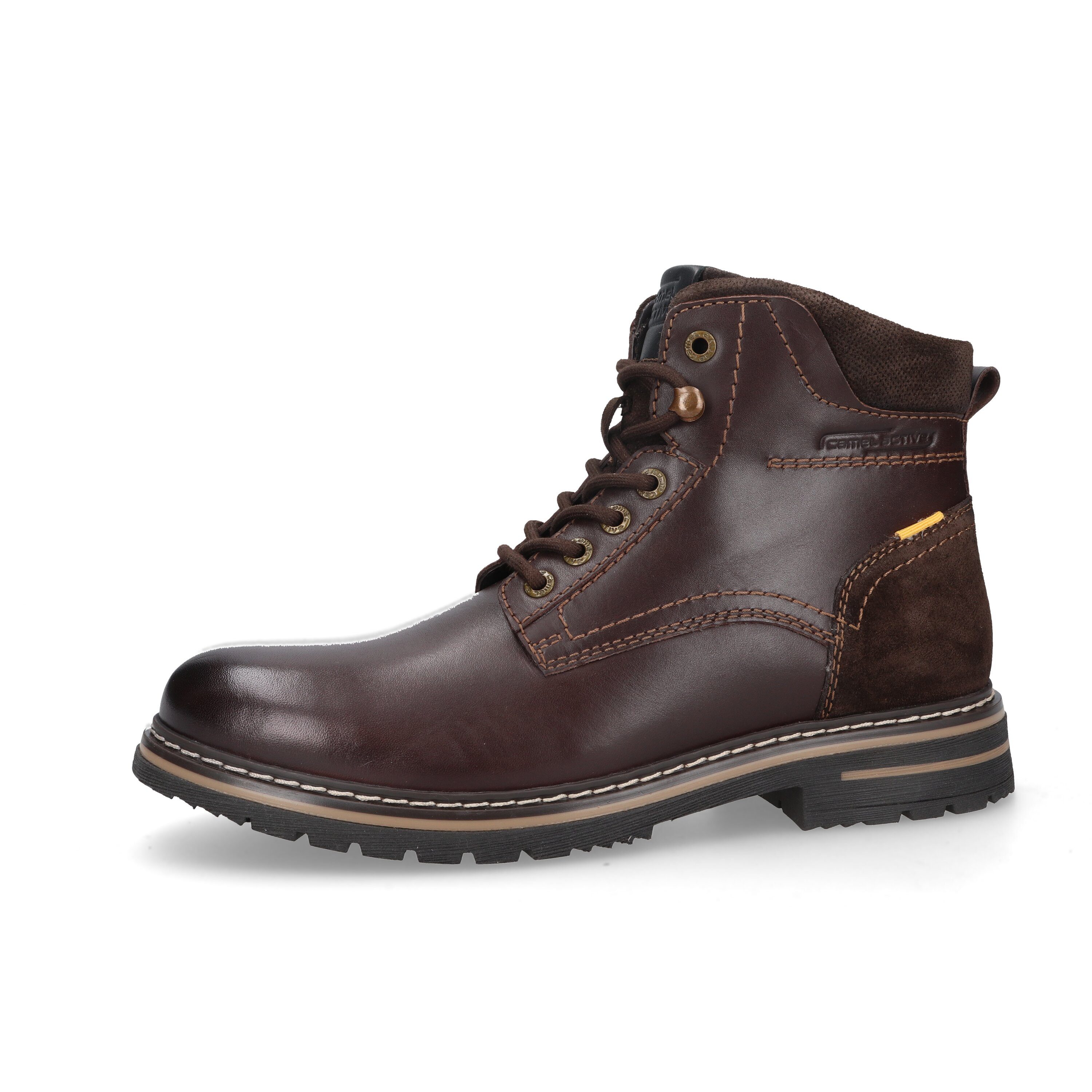 camel active Boots brushed Nappa SCHOKO/BLAU Schnürboots