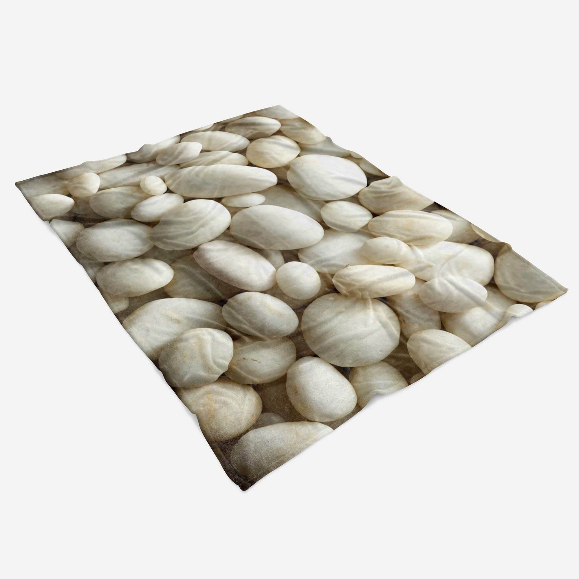 Sinus Art Handtücher Handtuch Baumwolle-Polyester-Mix Fotomotiv Handtuch Steine, mit Saunatuch (1-St), Kuscheldecke Weiße runde Strandhandtuch