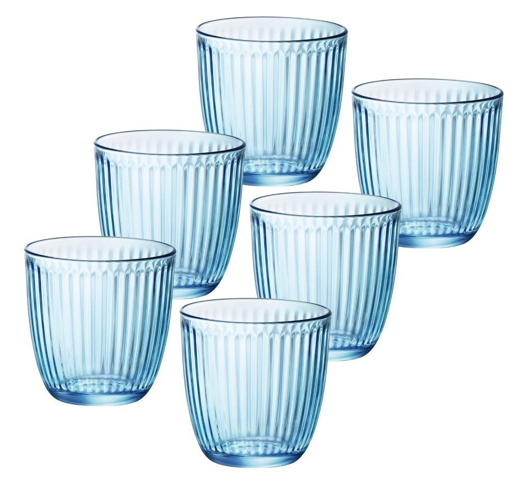 Emilja Tumbler-Glas Wassergläser 6 Glas Blau, Line 29cl Whiskybecher 